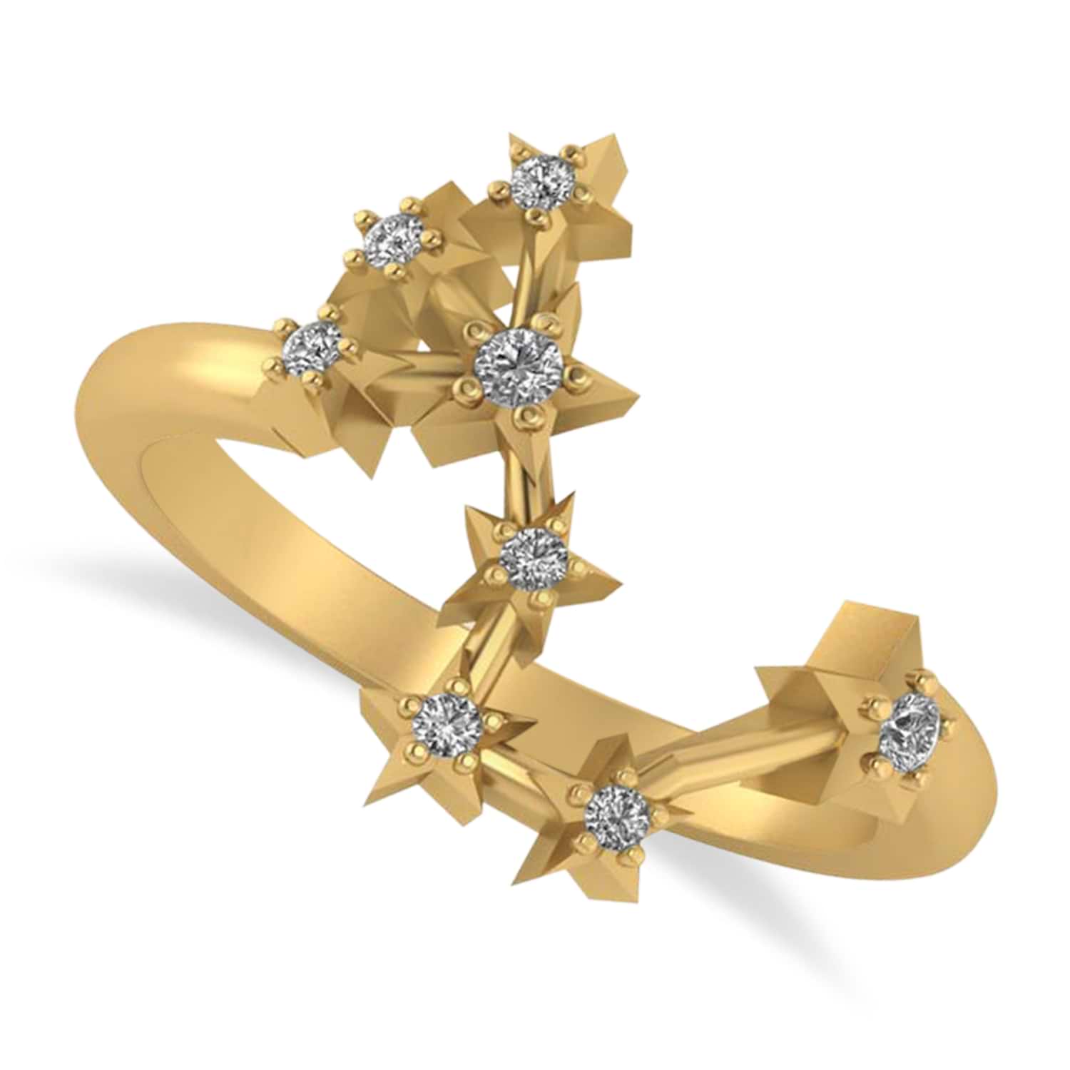 Diamond Scorpio Zodiac Constellation Star Ring 14k Yellow Gold (0.10ct)