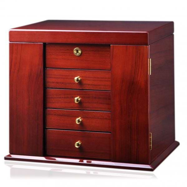 Teak Wood Woman's Jewelry Box Chest w/ Mirror