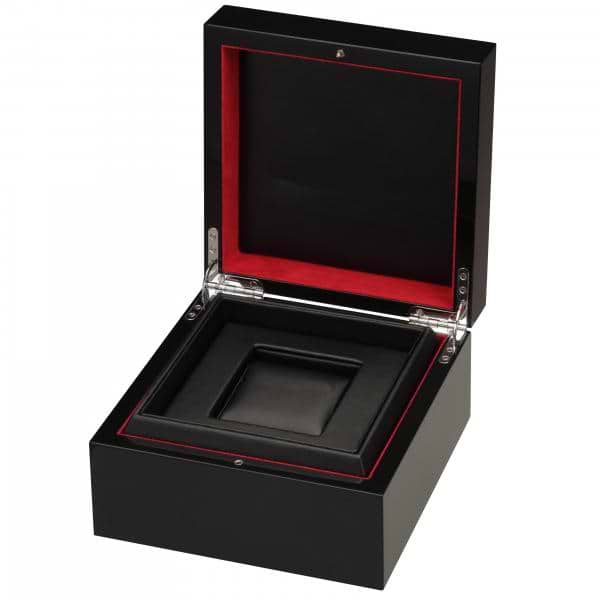 Black Piano Finish & Red Men's Single Watch Box Case