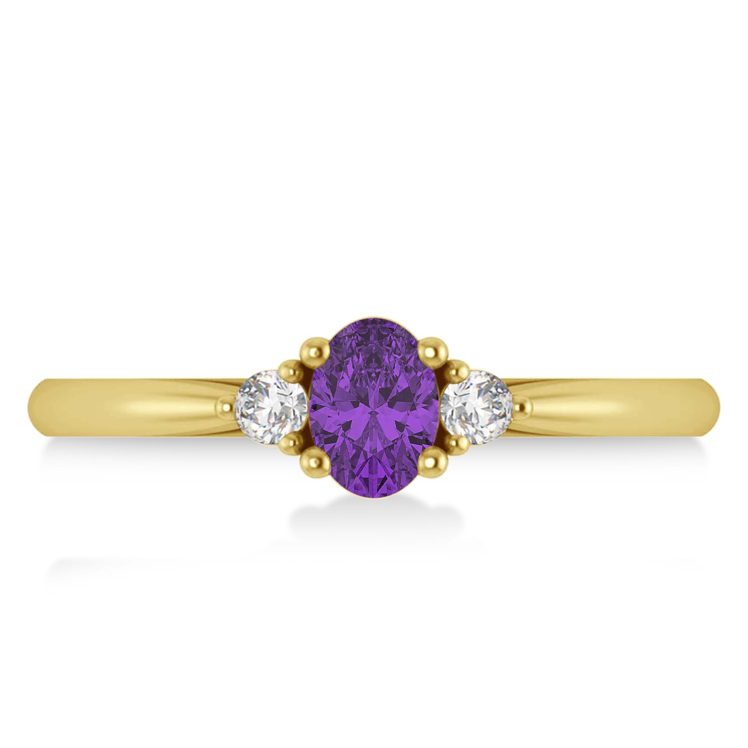 Oval Amethyst & Diamond Three-Stone Engagement Ring 14k Yellow Gold (0.60ct)