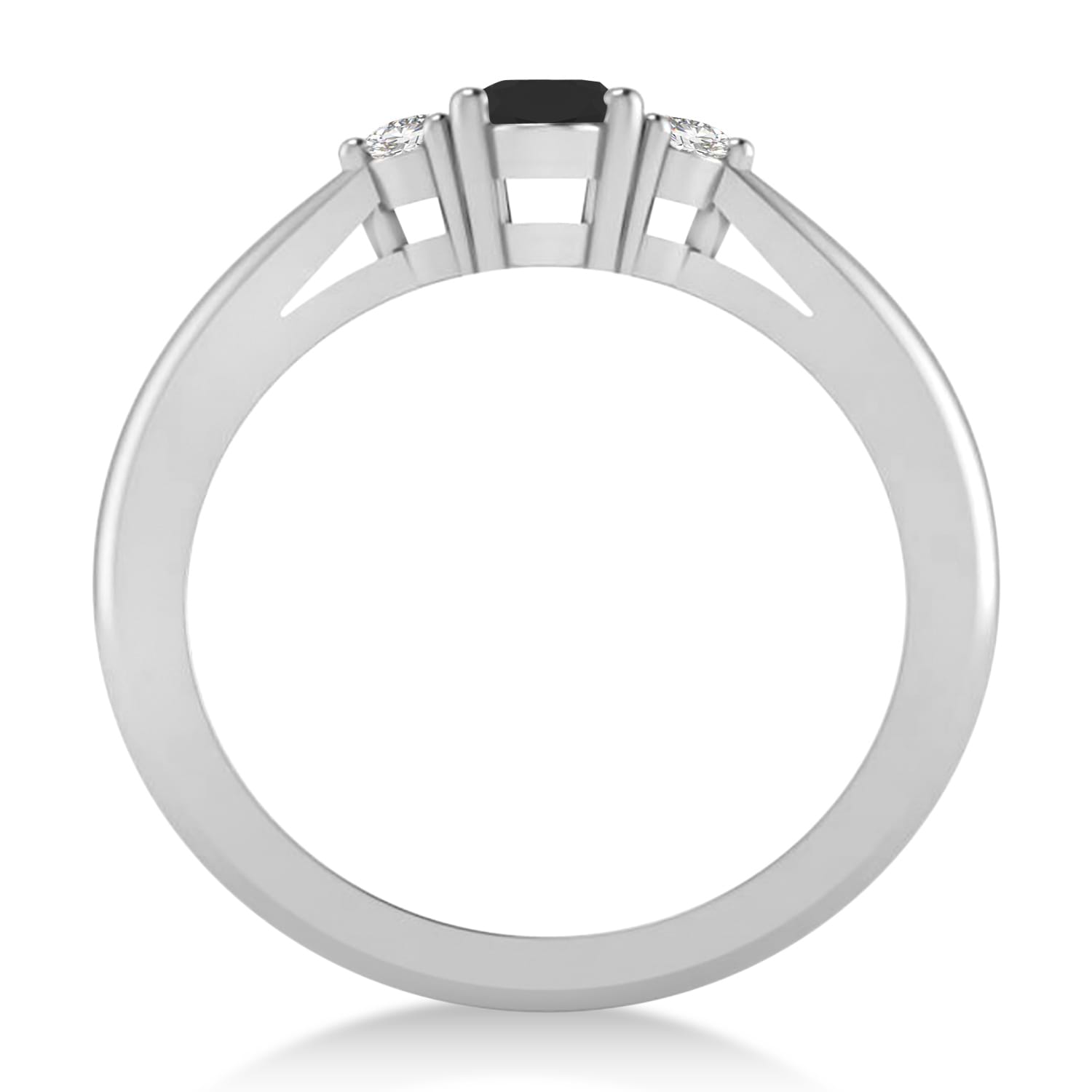 Oval Black & White Diamond Three-Stone Engagement Ring 14k White Gold (0.60ct)