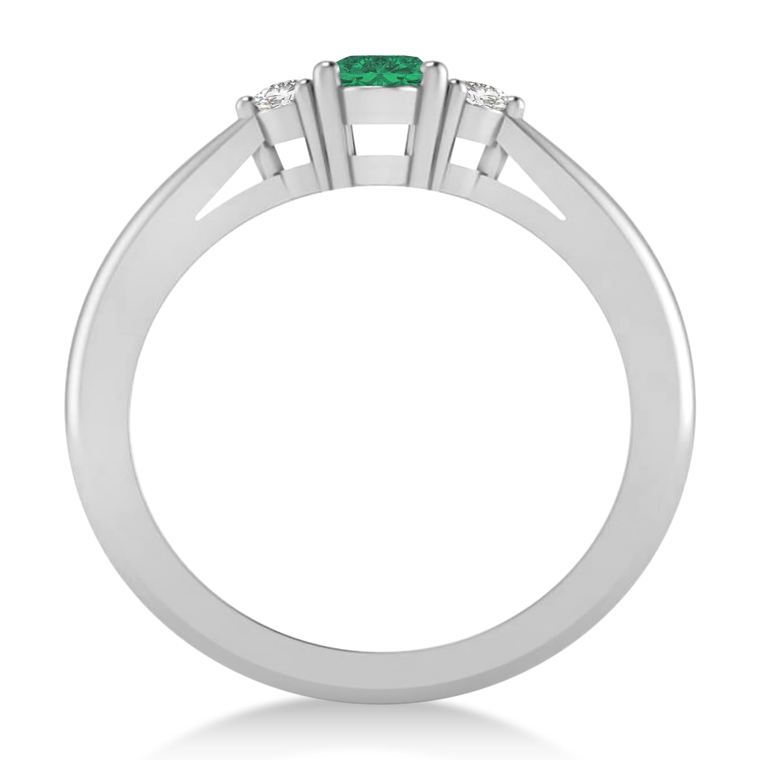 Oval Emerald & Diamond Three-Stone Engagement Ring 14k White Gold (0.60ct)