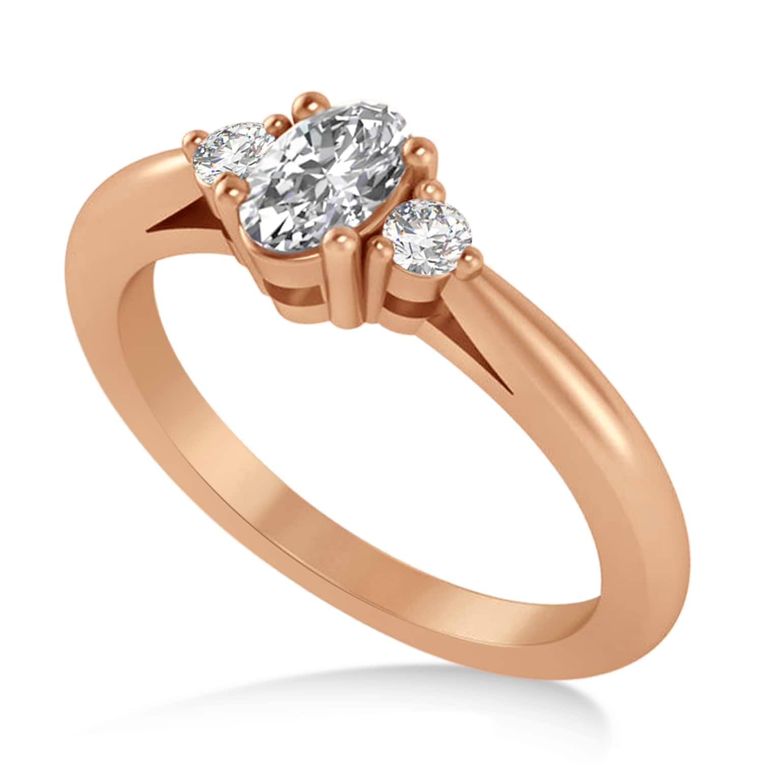 Oval Lab Grown Diamond Three-Stone Engagement Ring 14k Rose Gold (0.60ct)