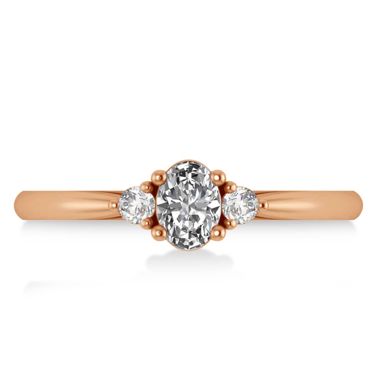 Oval Lab Grown Diamond Three-Stone Engagement Ring 14k Rose Gold (0.60ct)