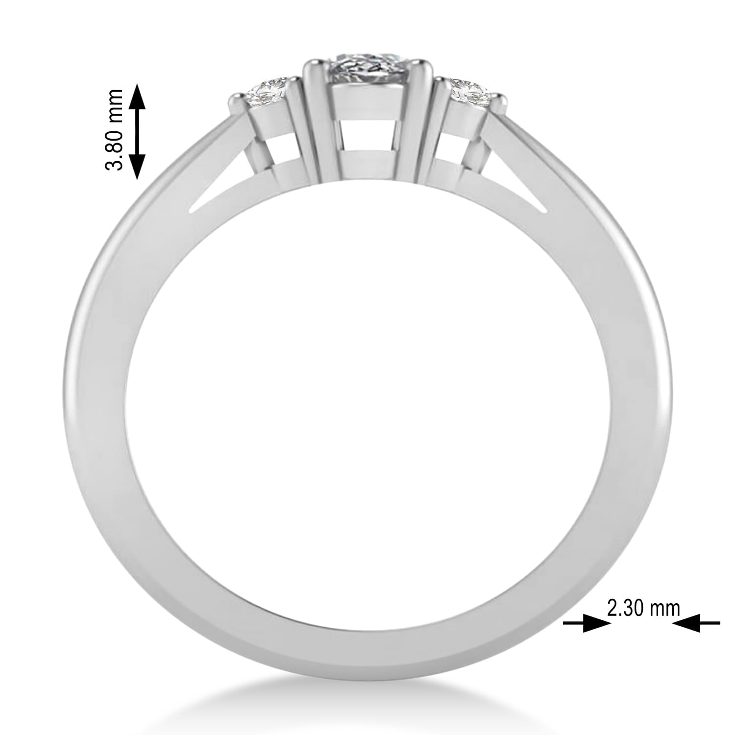 Oval Lab Grown Diamond Three-Stone Engagement Ring 14k White Gold (0.60ct)