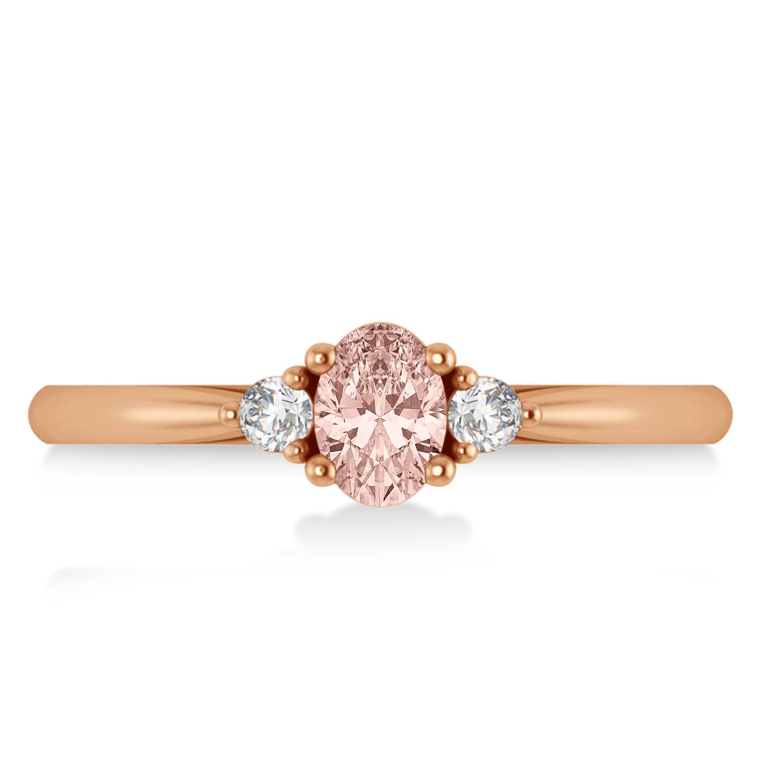 Oval Morganite & Diamond Three-Stone Engagement Ring 14k Rose Gold (0.60ct)