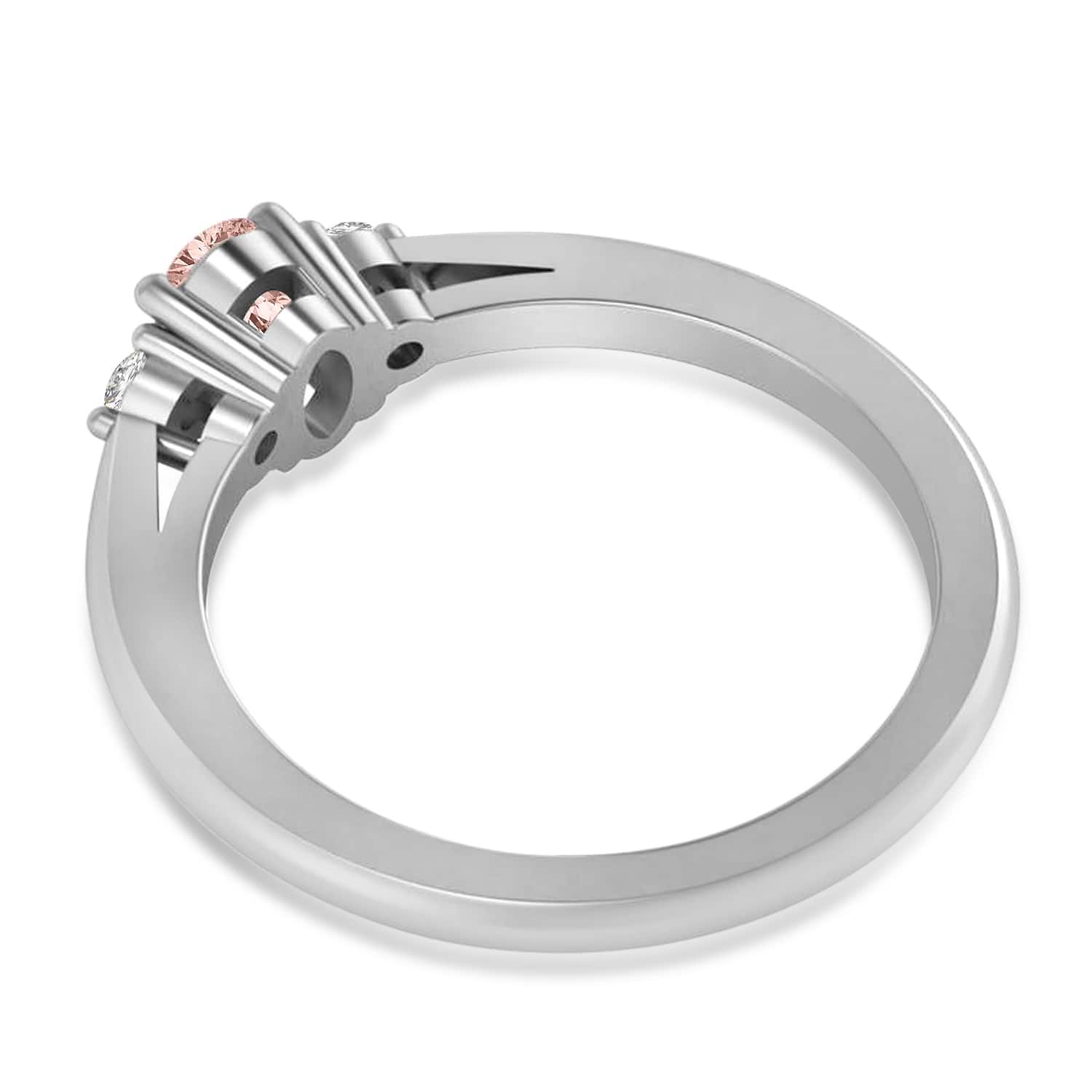 Oval Morganite & Diamond Three-Stone Engagement Ring 14k White Gold (0.60ct)