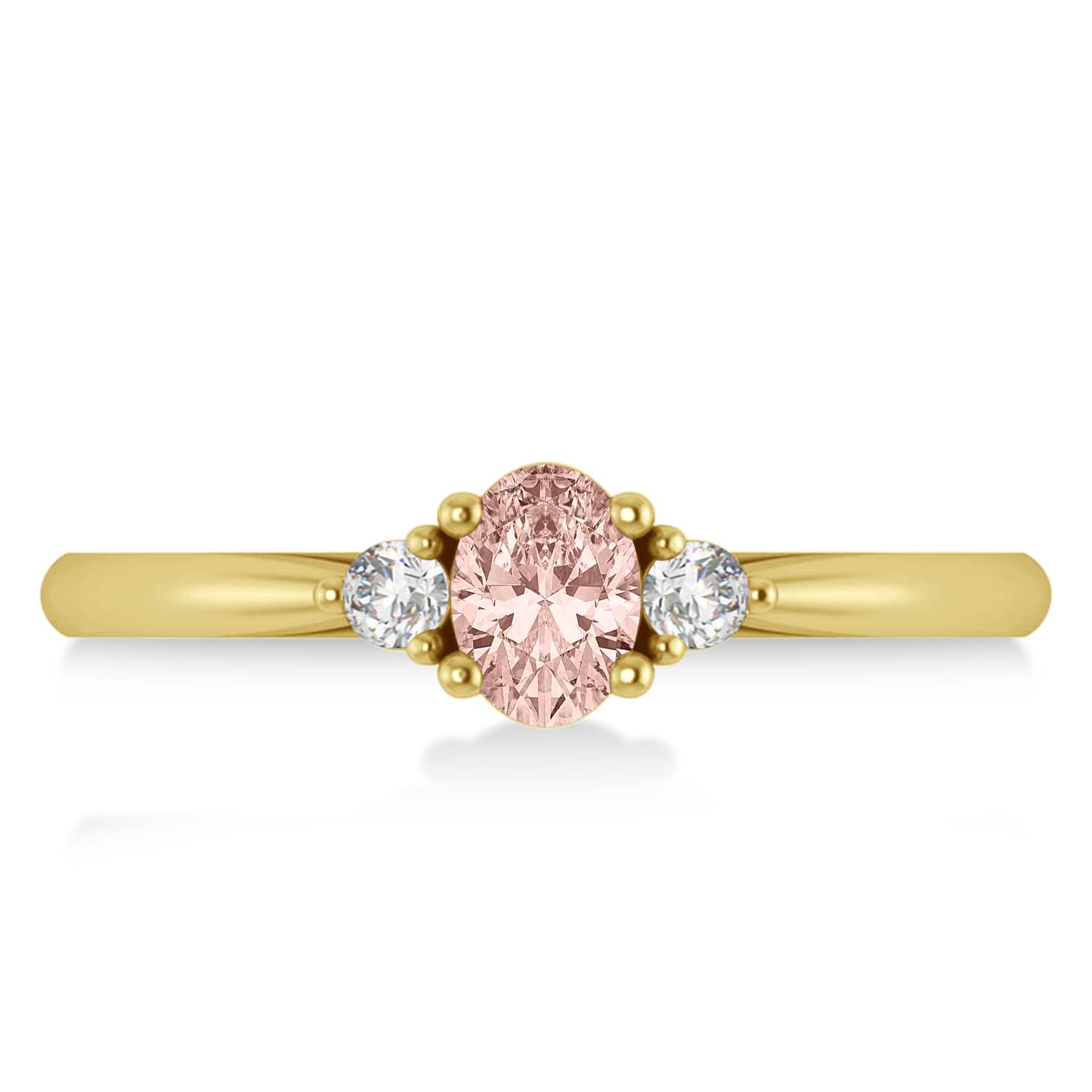 Oval Morganite & Diamond Three-Stone Engagement Ring 14k Yellow Gold (0.60ct)