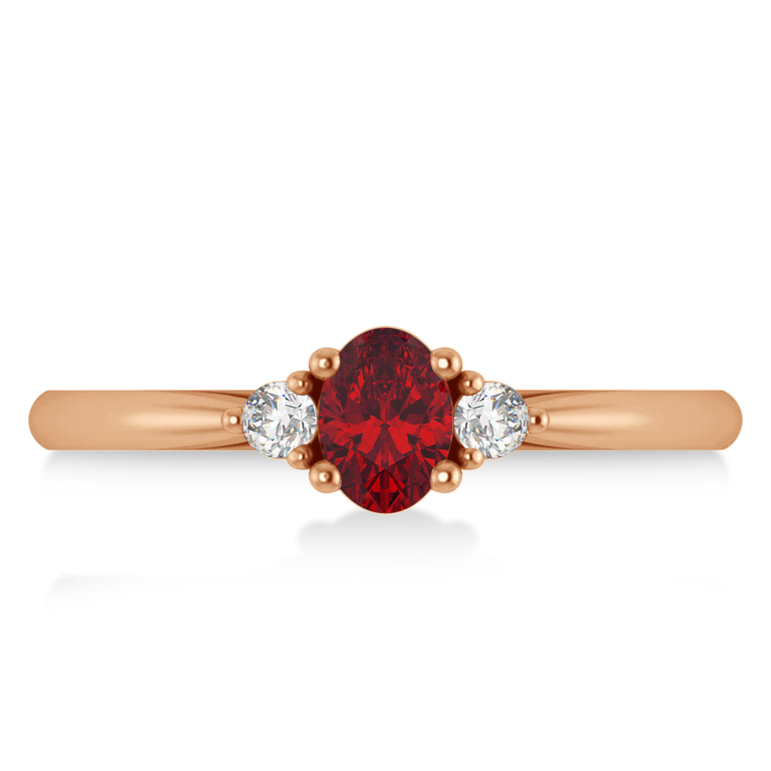 Oval Ruby & Diamond Three-Stone Engagement Ring 14k Rose Gold (0.60ct)