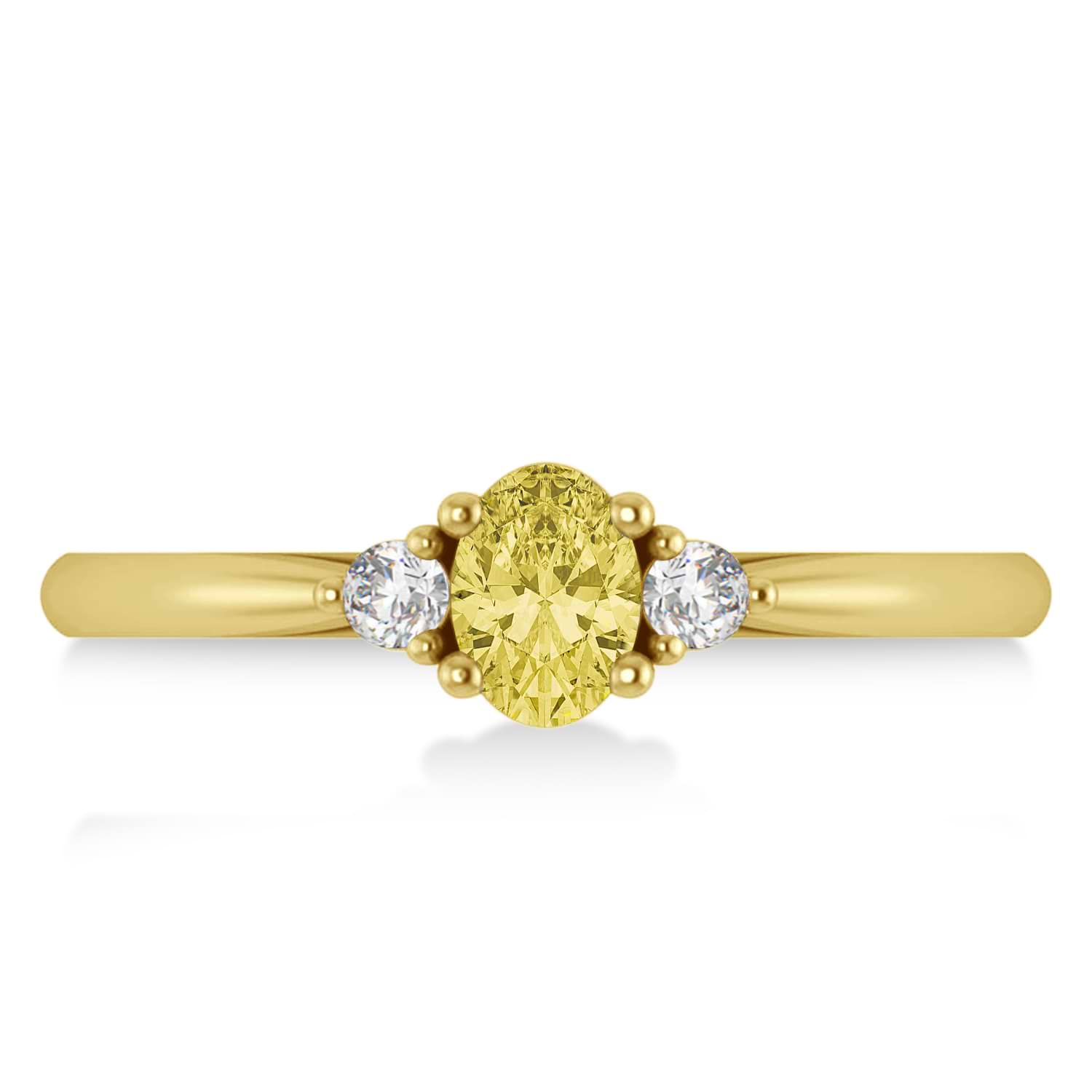 Oval Yellow & White Diamond Three-Stone Engagement Ring 14k Yellow Gold (0.60ct)