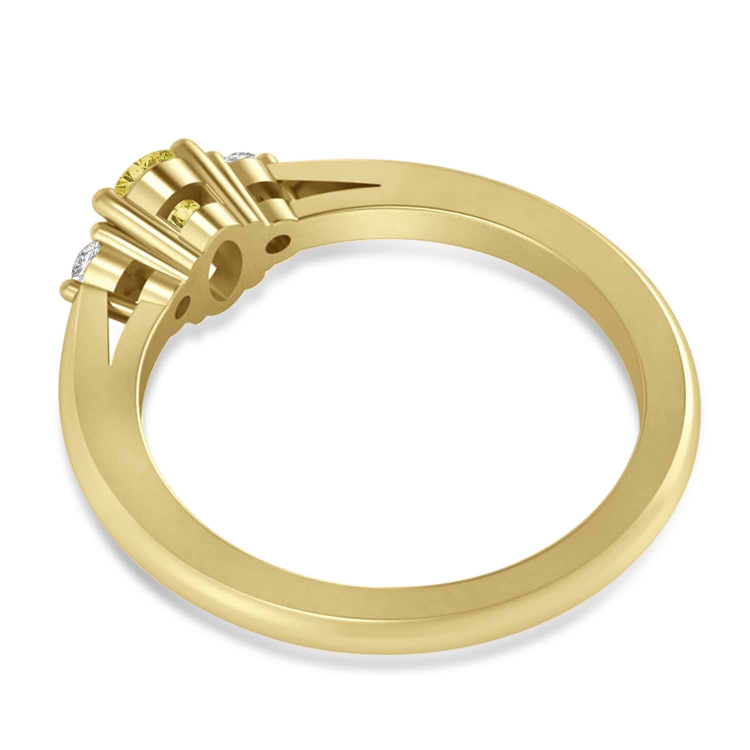 Oval Yellow & White Diamond Three-Stone Engagement Ring 14k Yellow Gold (0.60ct)