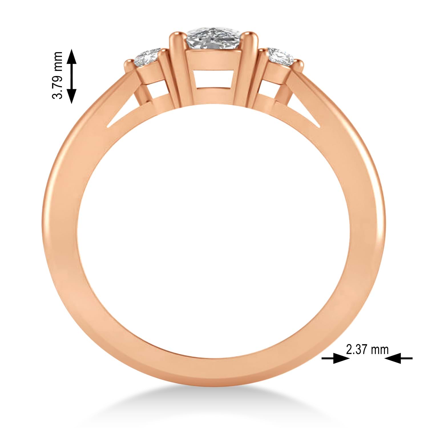 Cushion Diamond Three-Stone Engagement Ring 14k Rose Gold (1.14ct)