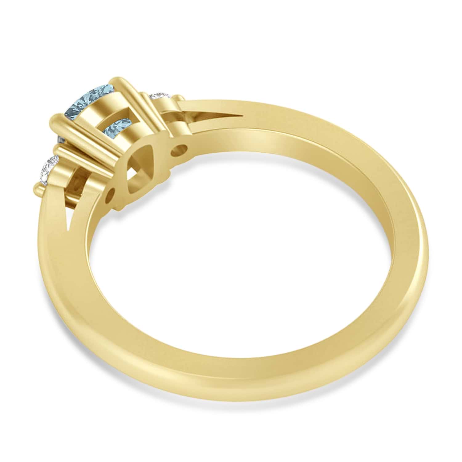 Cushion Aquamarine & Diamond Three-Stone Engagement Ring 14k Yellow Gold (1.14ct)