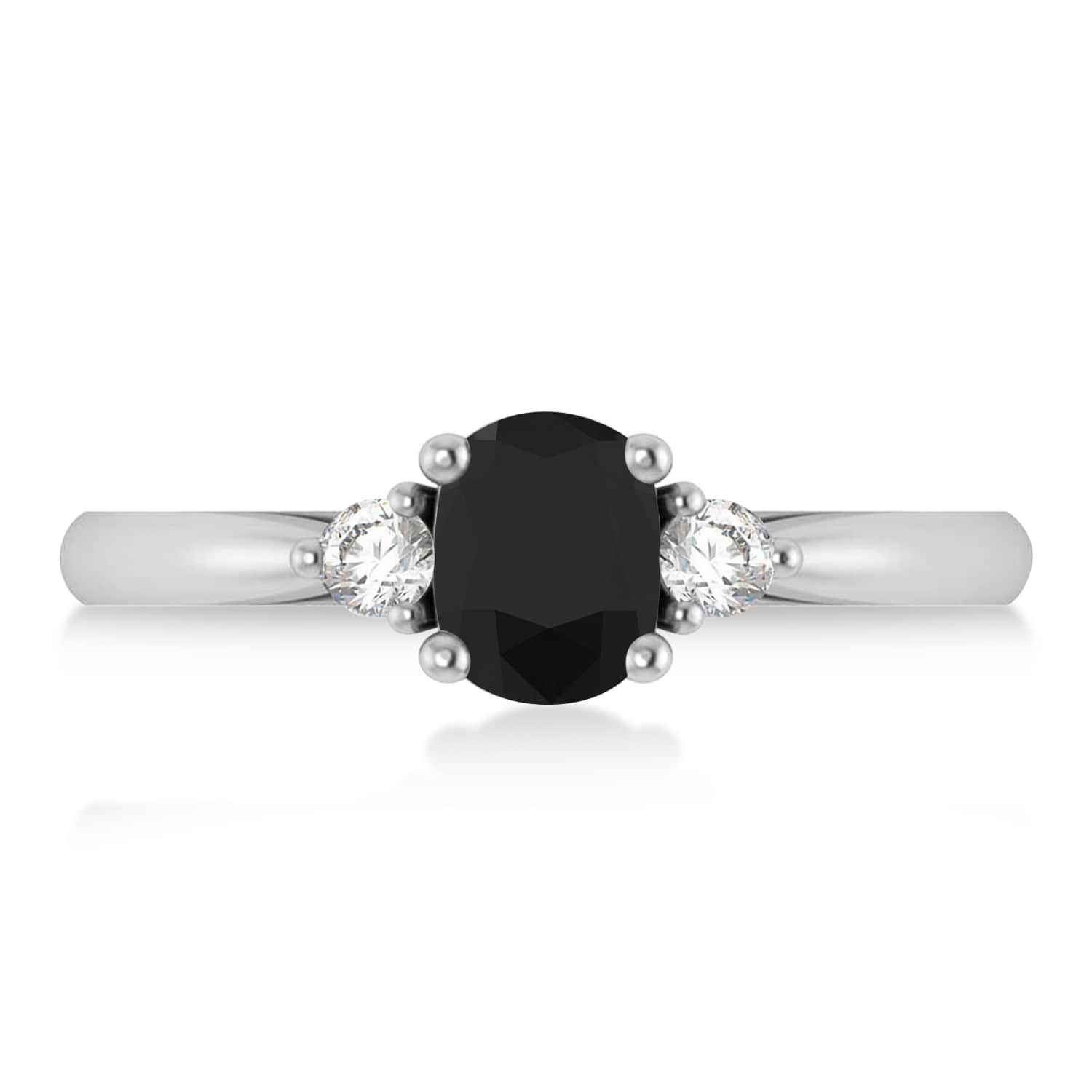 Cushion Black & White Diamond Three-Stone Engagement Ring 14k White Gold (1.14ct)