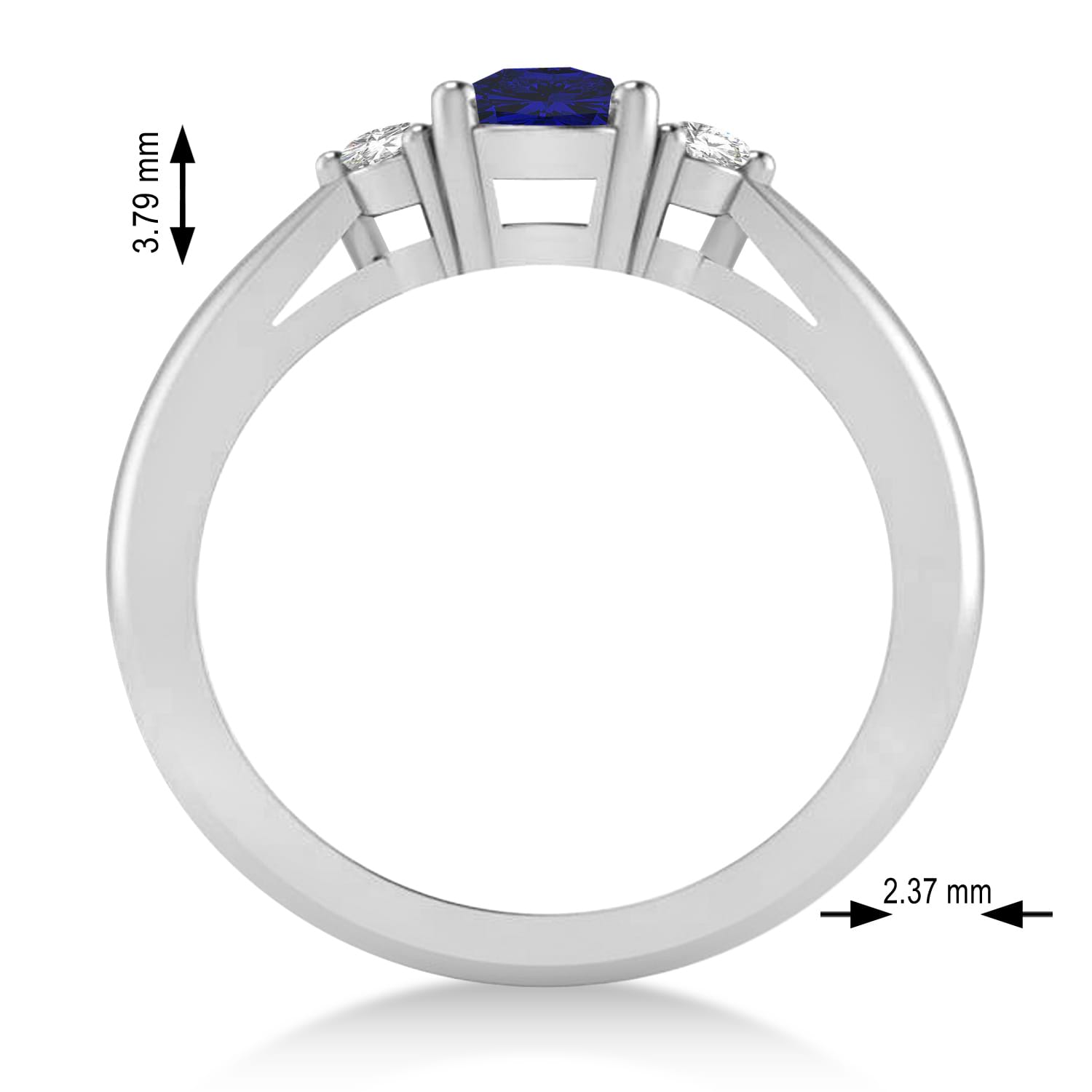 Cushion Blue Sapphire & Diamond Three-Stone Engagement Ring 14k White Gold (1.14ct)