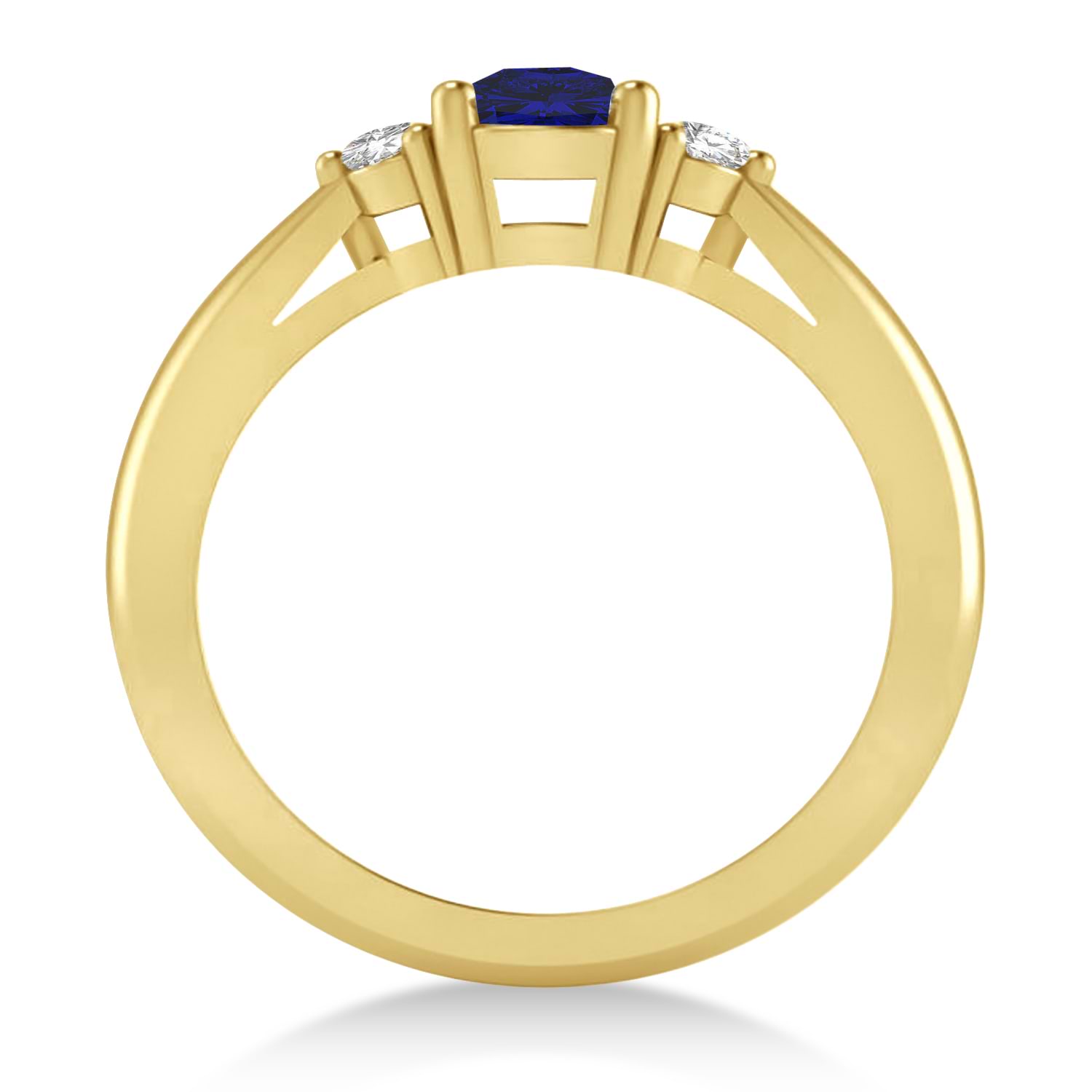 Cushion Blue Sapphire & Diamond Three-Stone Engagement Ring 14k Yellow Gold (1.14ct)