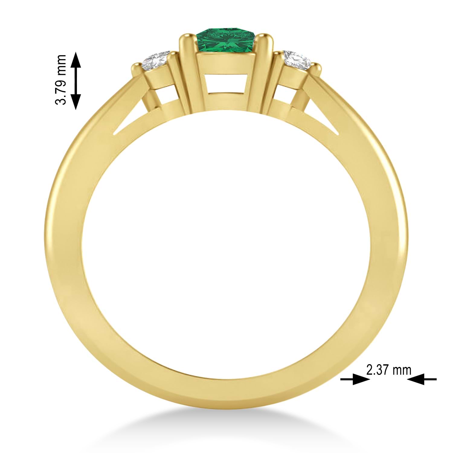Cushion Emerald & Diamond Three-Stone Engagement Ring 14k Yellow Gold (1.14ct)
