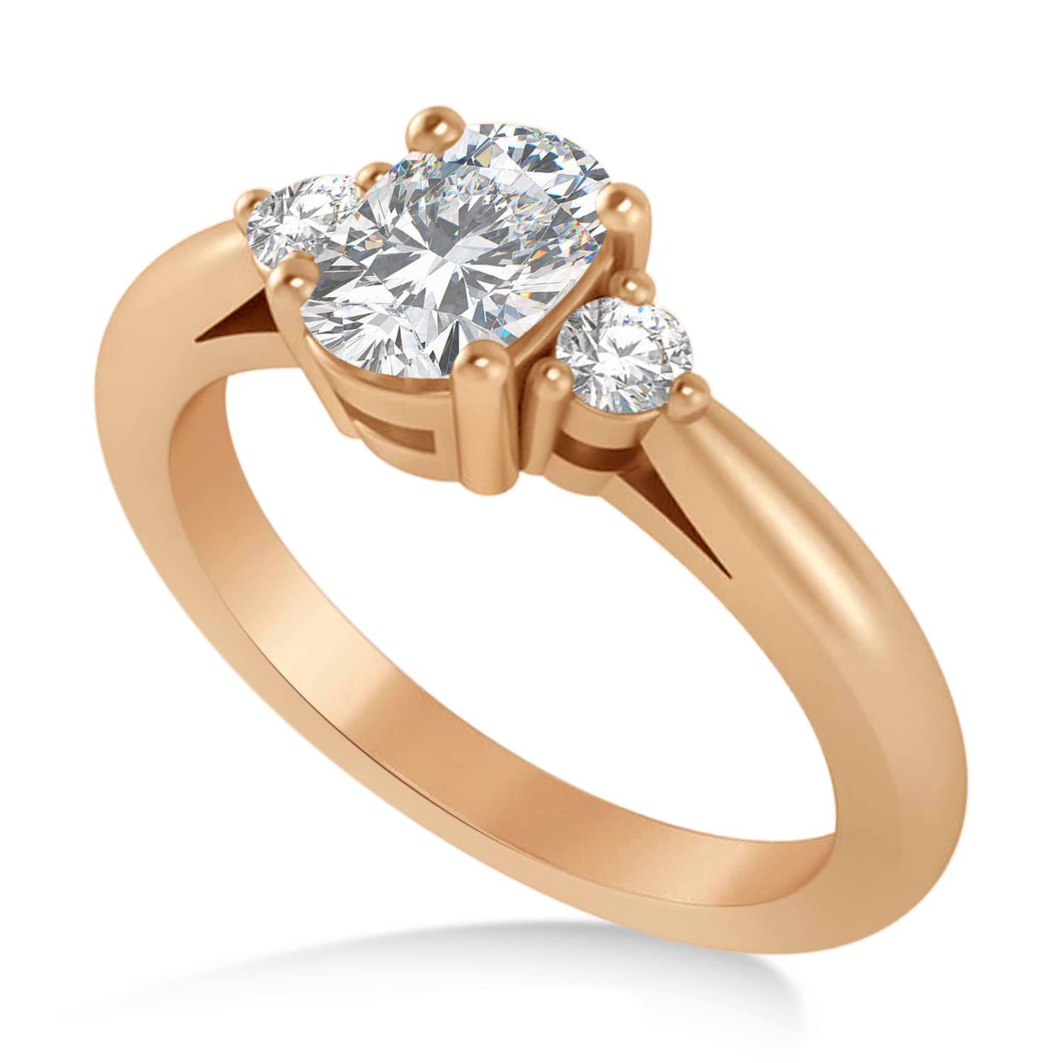 Cushion Moissanite & Diamond Three-Stone Engagement Ring 14k Rose Gold (1.14ct)