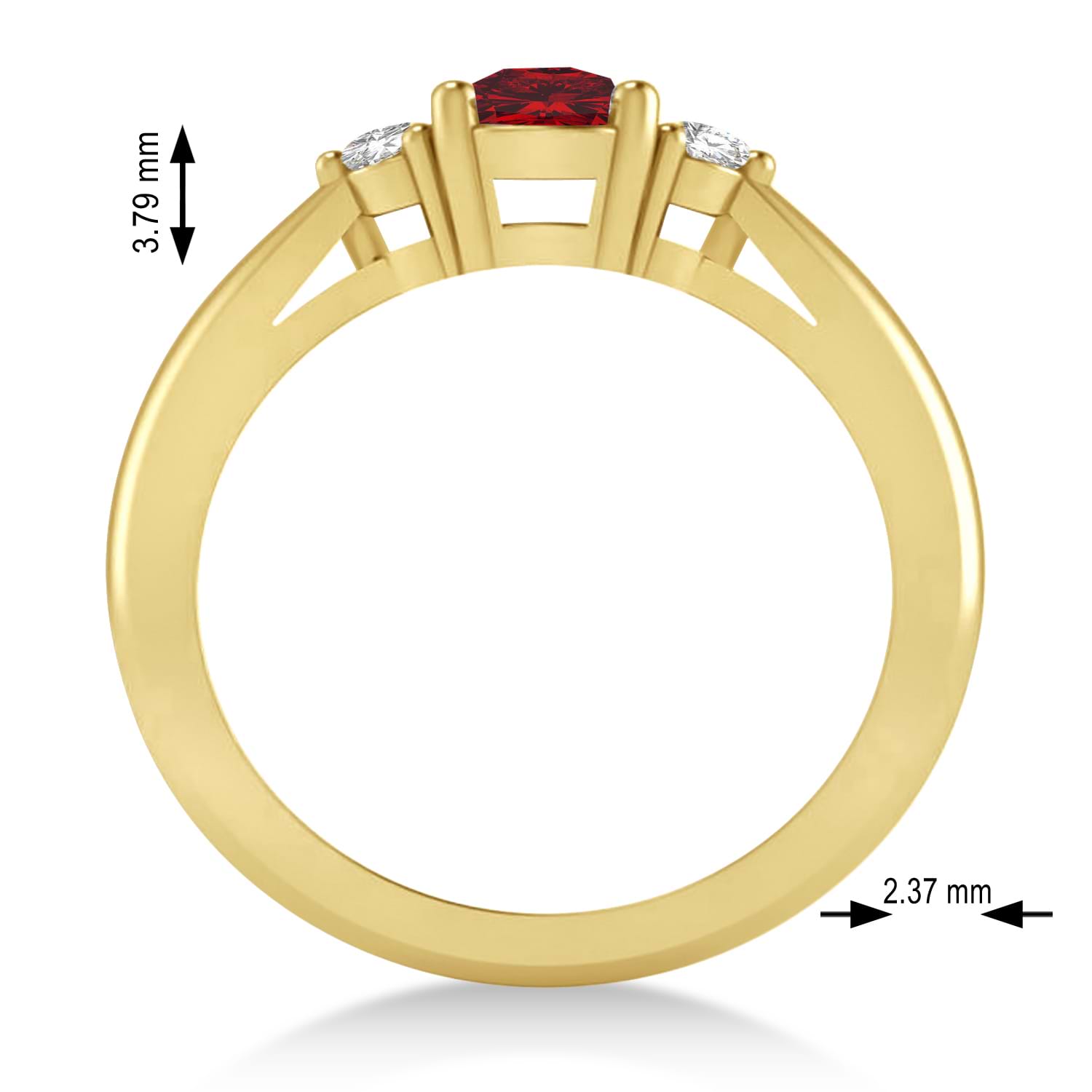 Cushion Ruby & Diamond Three-Stone Engagement Ring 14k Yellow Gold (1.14ct)