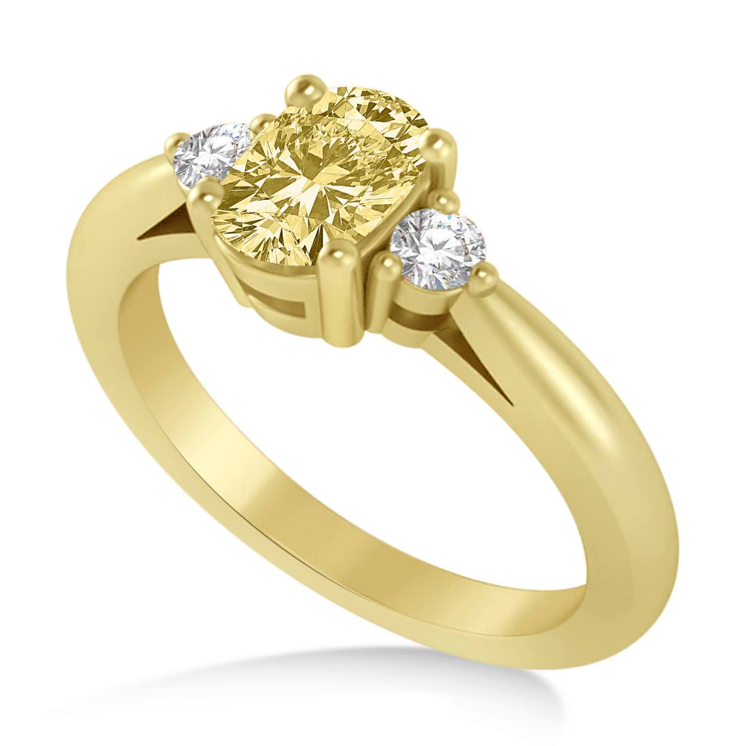 Cushion Yellow & White Diamond Three-Stone Engagement Ring 14k Yellow Gold (1.14ct)