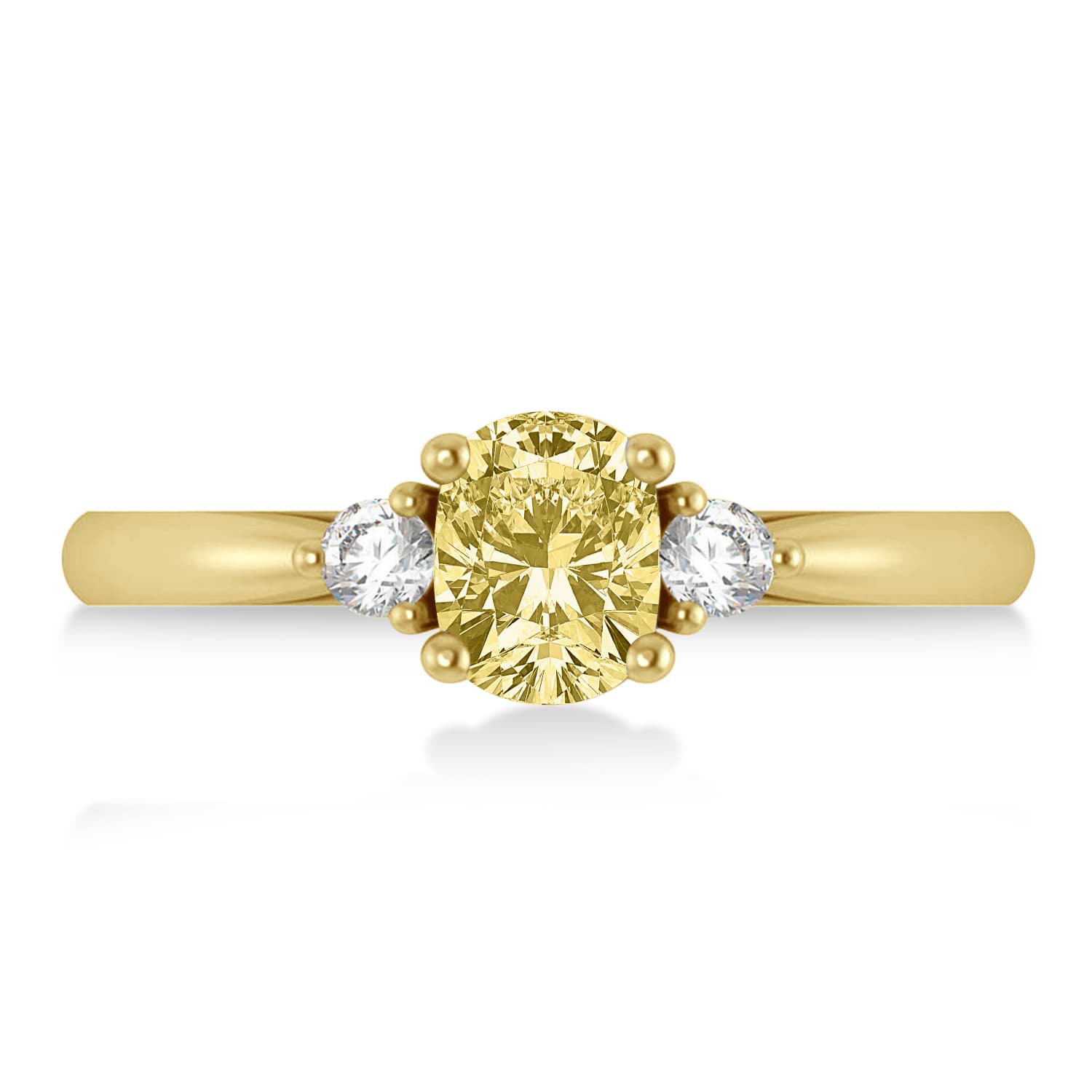 Cushion Yellow & White Diamond Three-Stone Engagement Ring 14k Yellow Gold (1.14ct)