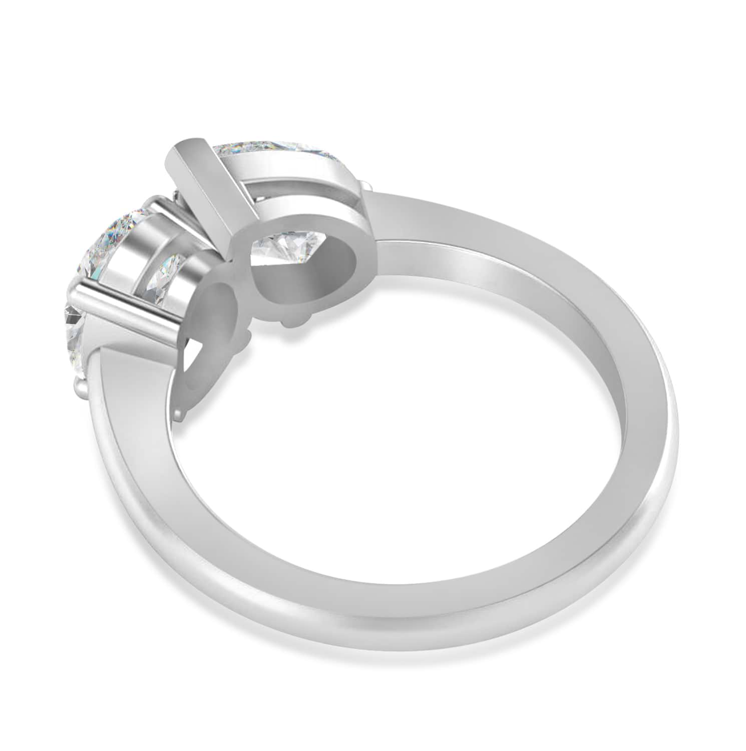 Oval/Pear Moissanite Toi et Moi Ring 14k White Gold (4.50ct)