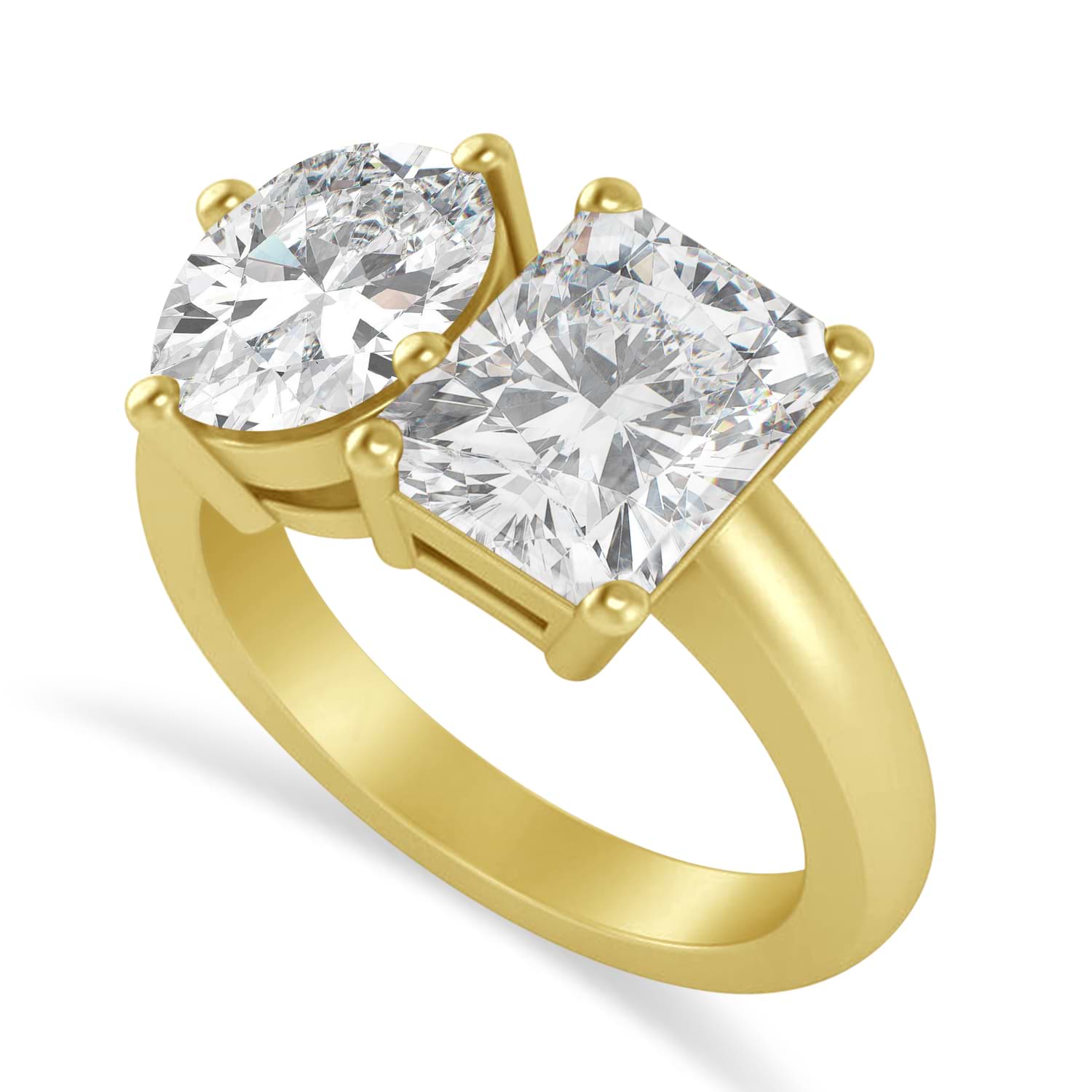 Emerald/Oval Lab Grown Diamond Toi et Moi Ring 14k Yellow Gold (5.50ct)