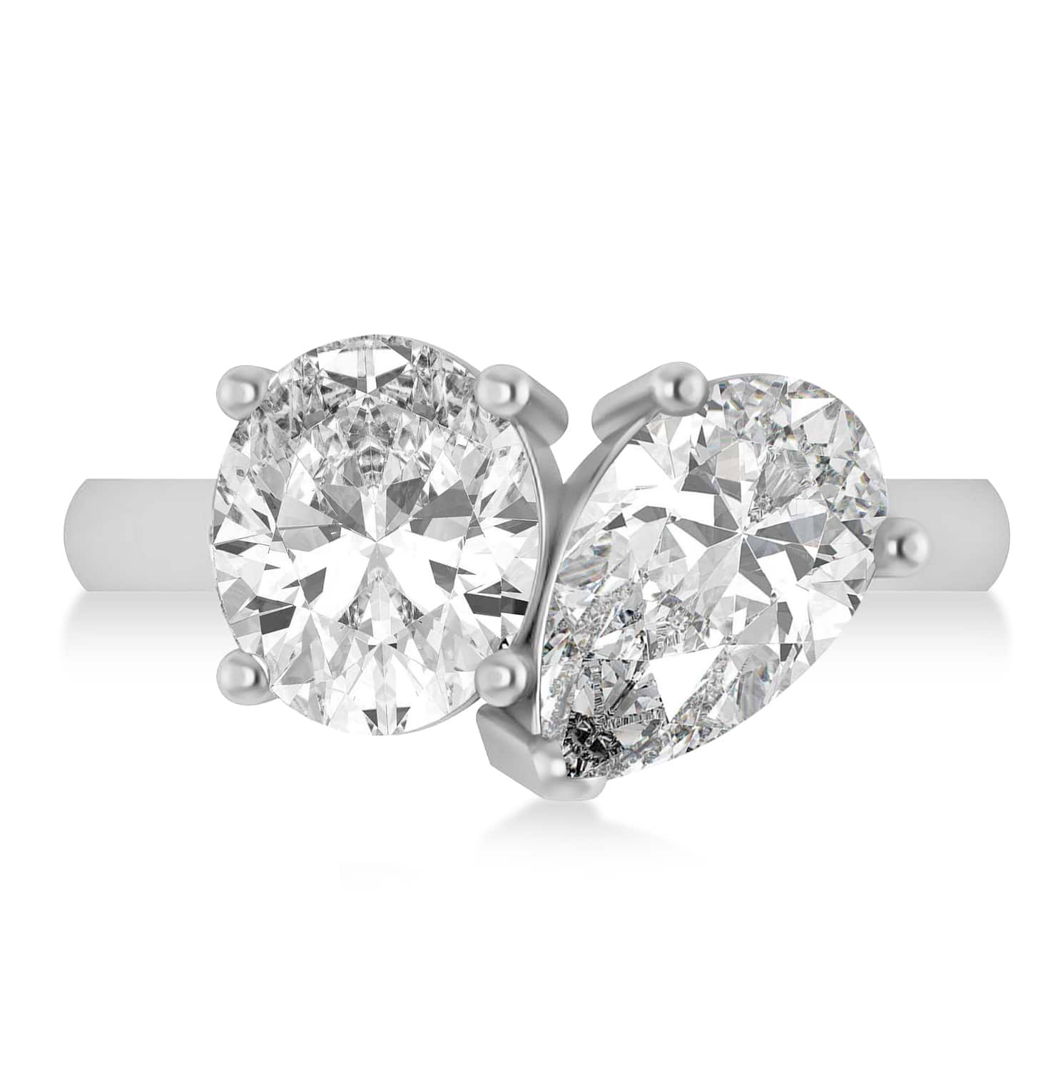 Pear/Oval Moissanite Toi et Moi Ring 14k White Gold (6.00ct)