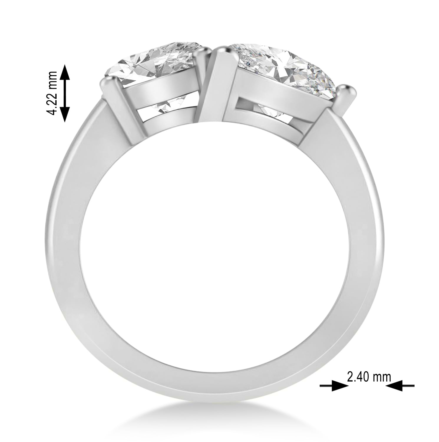 Pear/Oval Moissanite Toi et Moi Ring 14k White Gold (6.00ct)