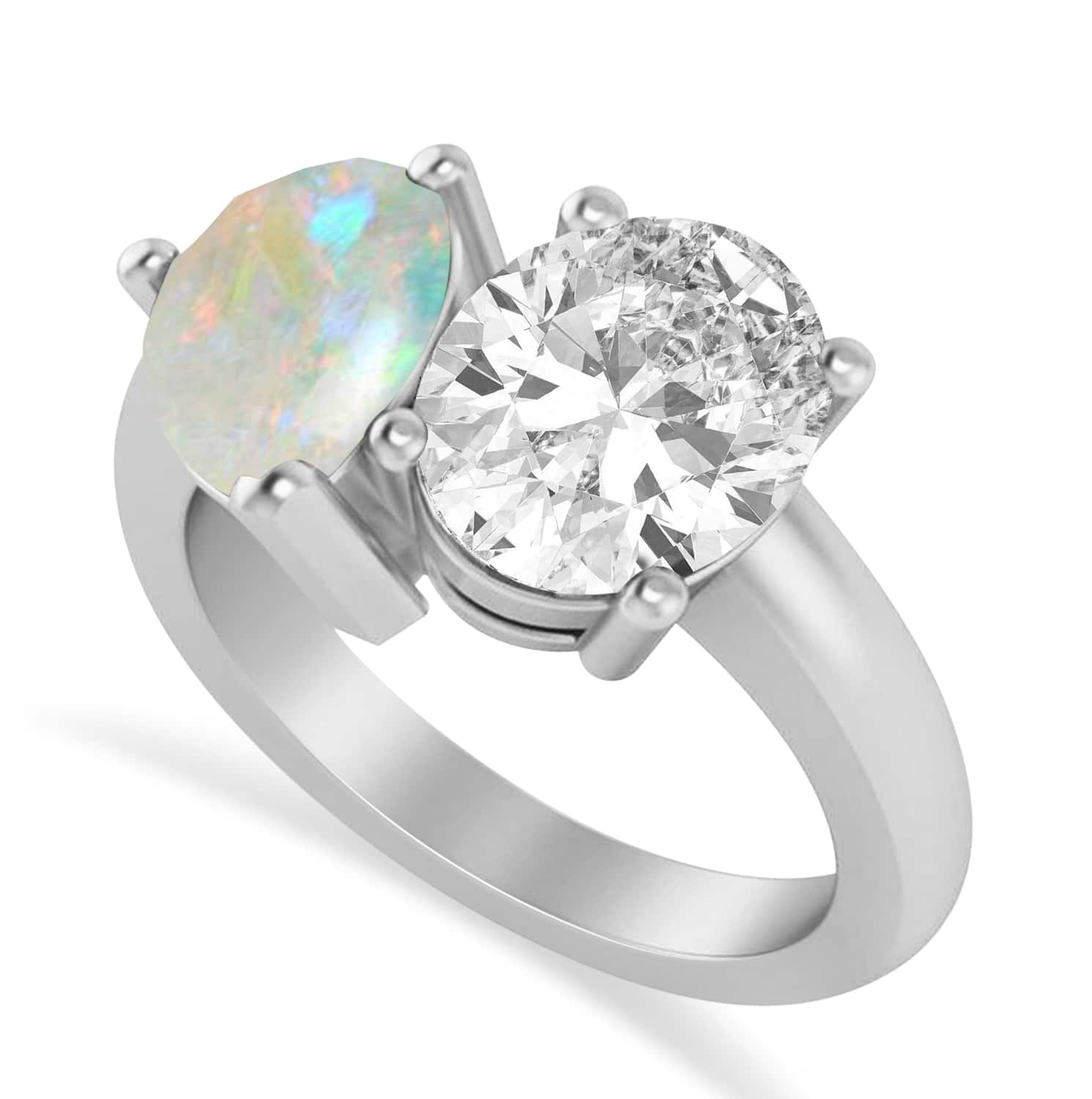 Pear/Oval Diamond & Opal Toi et Moi Ring Platinum (6.00ct)