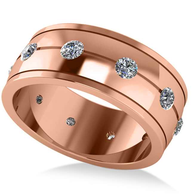 Men's Diamond Ring Eternity Wedding Band 14k Rose Gold (1.00ct)