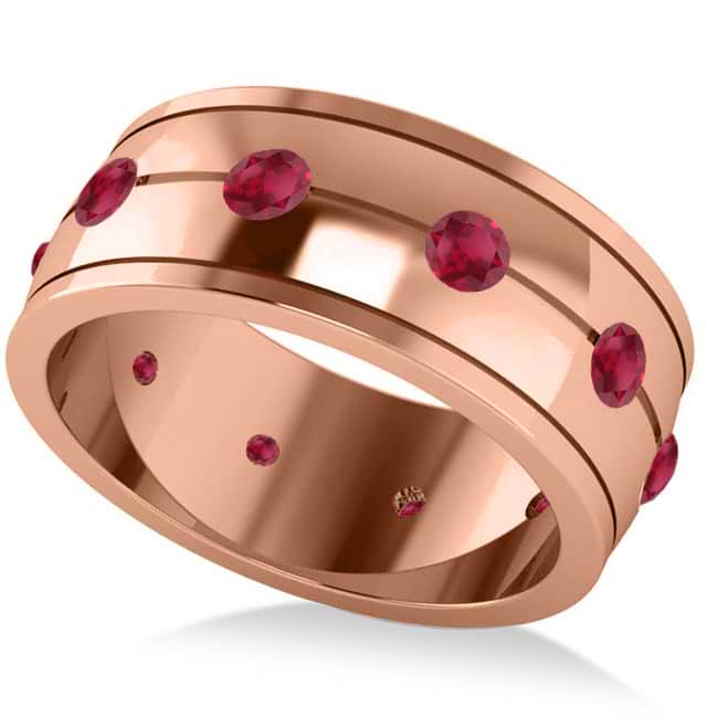 Men's Ruby Ring Eternity Wedding Band 14k Rose Gold (1.00ct)