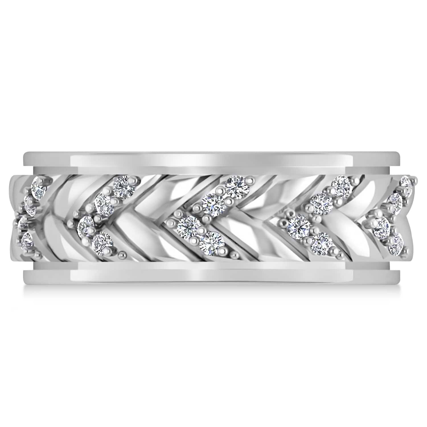 Men's Diamond Braided Band Eternity Ring 14k White Gold (0.20ct)