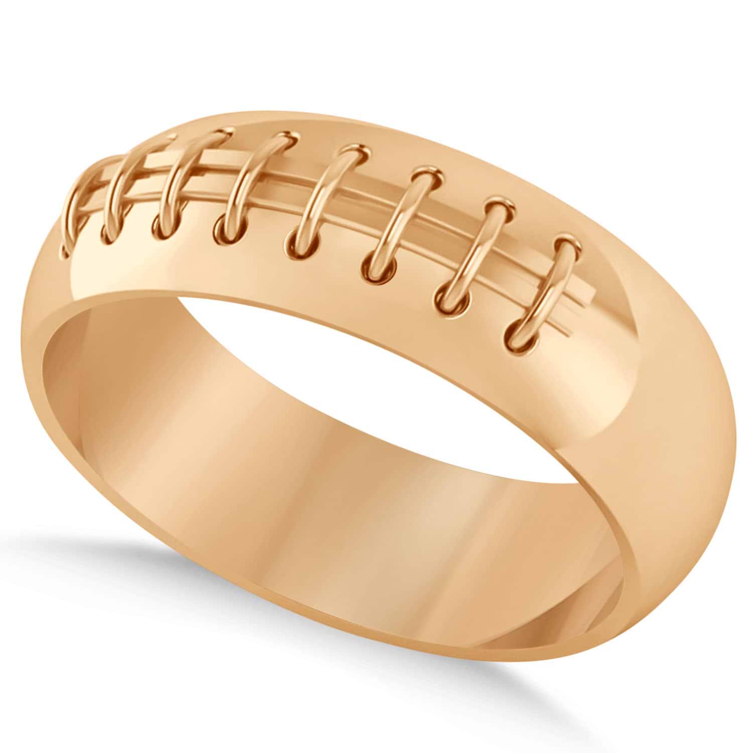 Men's Football Carved Sports Band Ring 14k Rose Gold