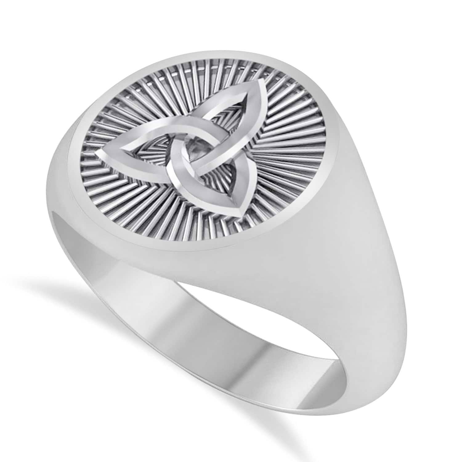Men's Celtic Knot Signet Ring in 14k White Gold