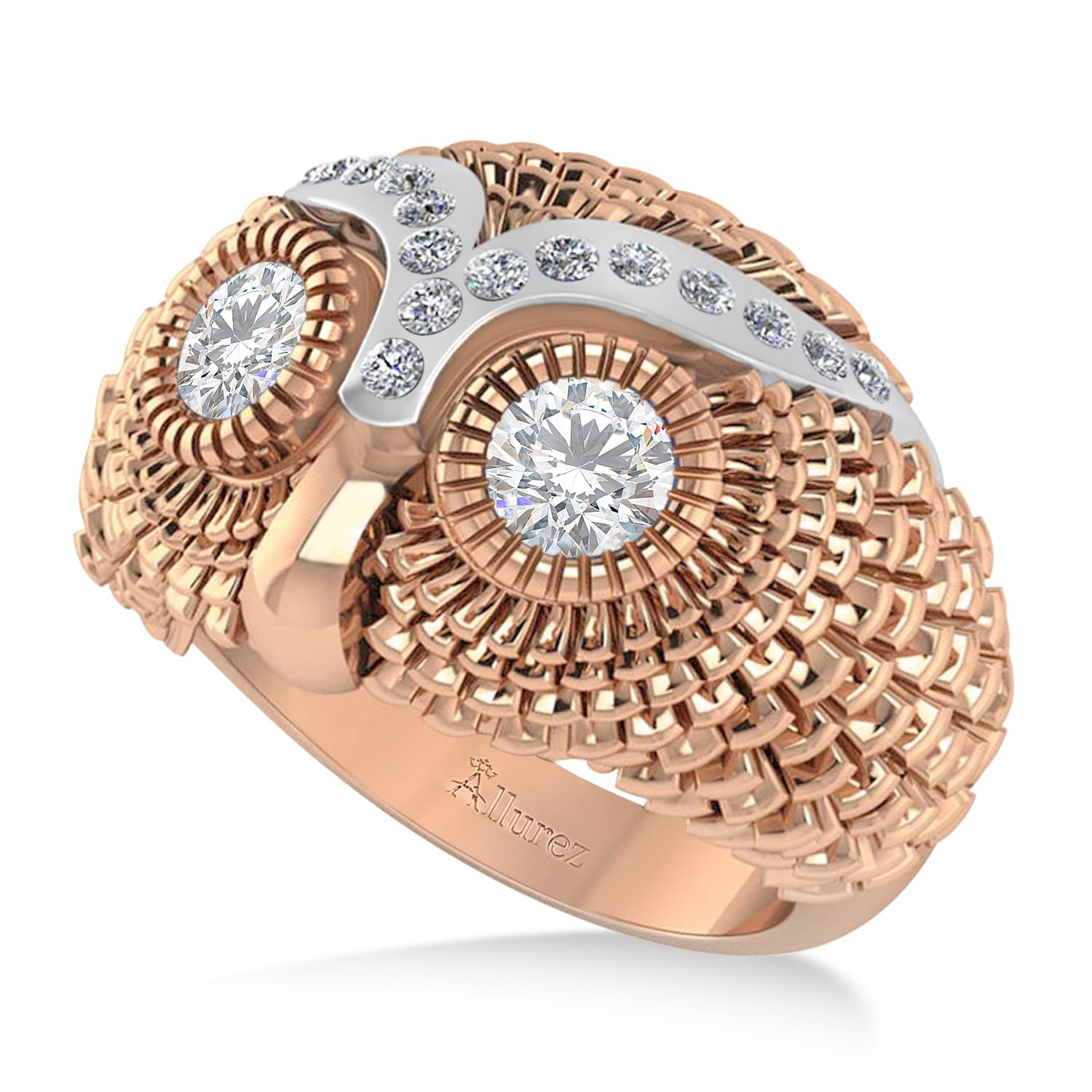 Men's Owl Diamond Accented Fashion Ring 14k Rose Gold (0.74ct)
