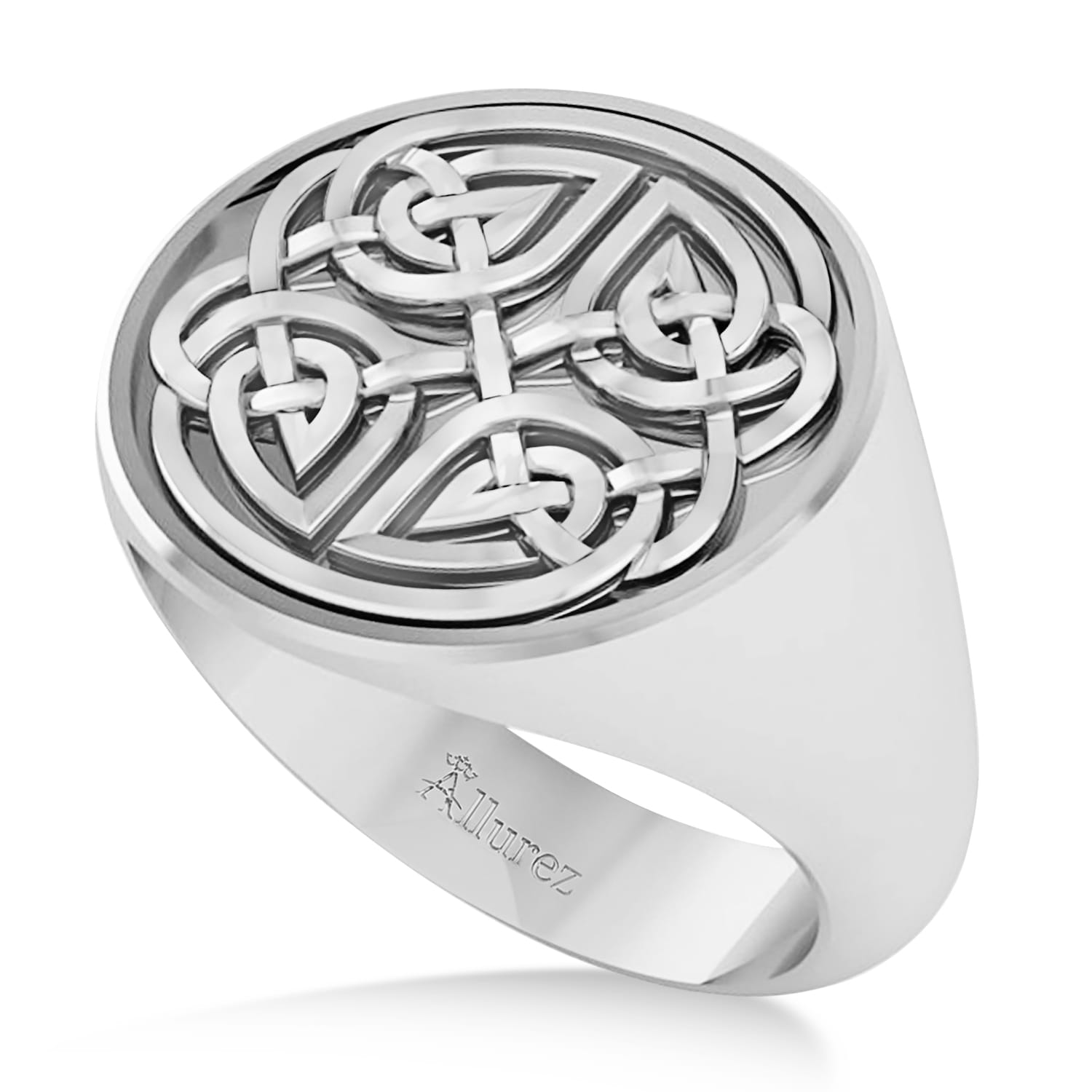 Men's Celtic Knot Fashion Ring 14k White Gold