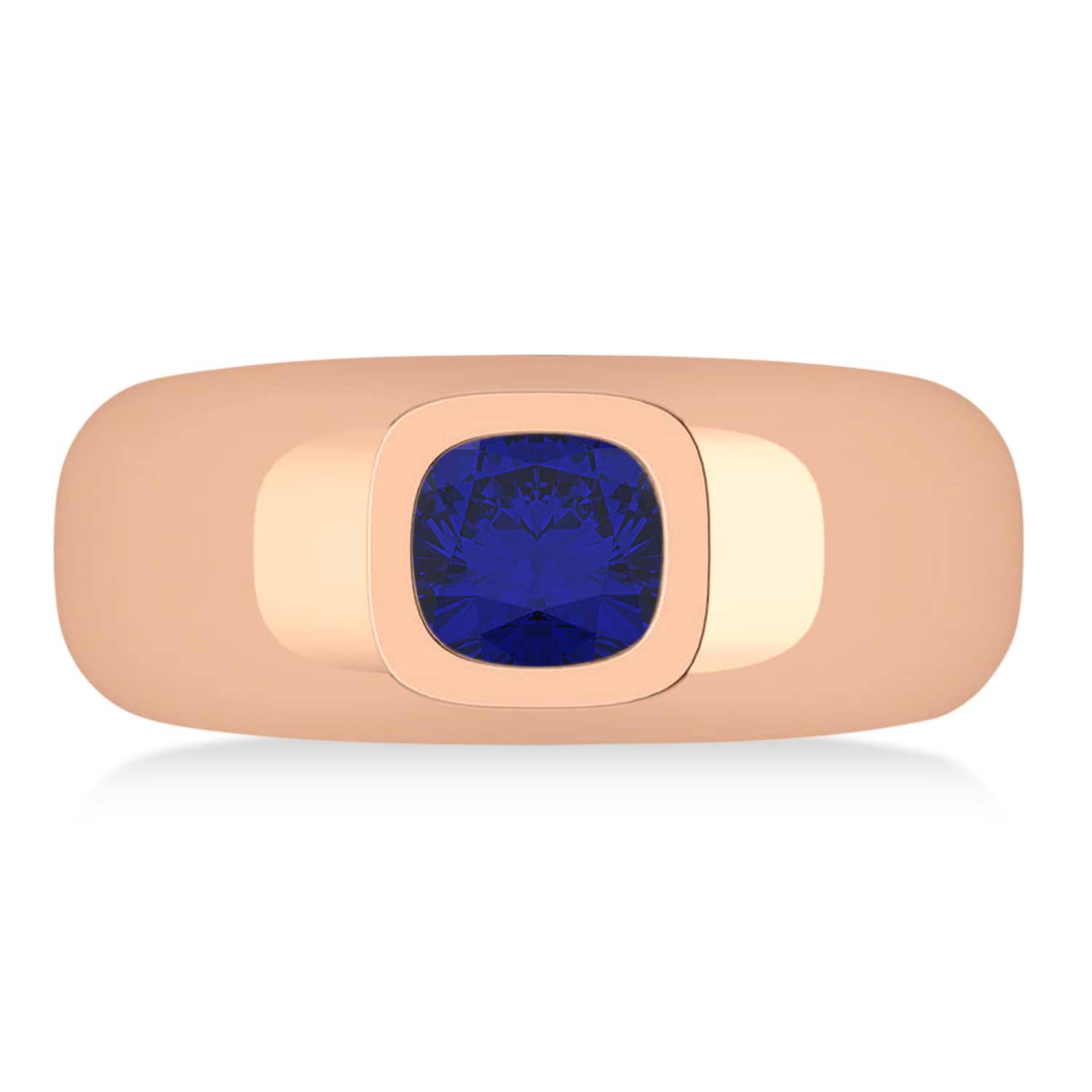 Men's Blue Sapphire Gypsy Ring 14k Rose Gold (1.00ct)