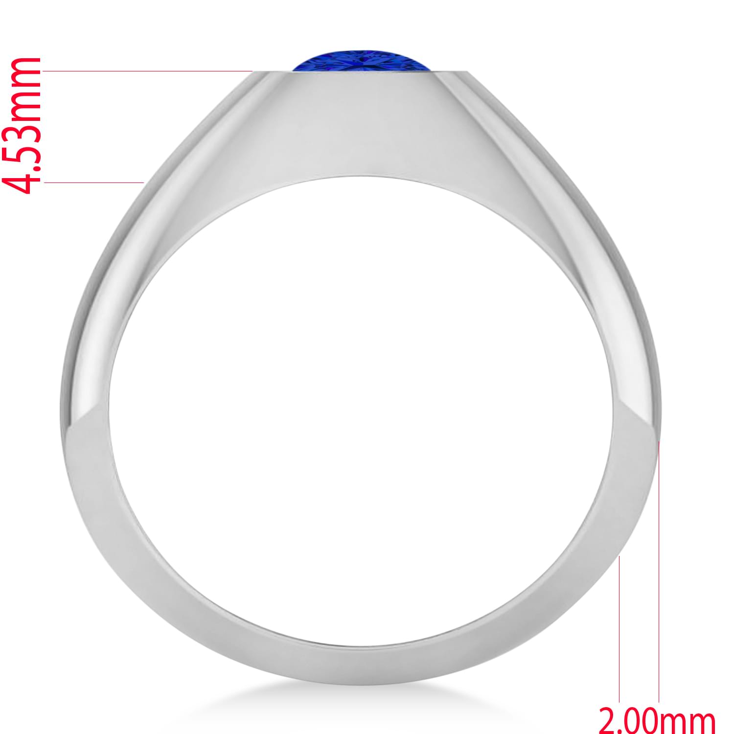 Men's Blue Sapphire Gypsy Ring 14k White Gold (1.00ct)