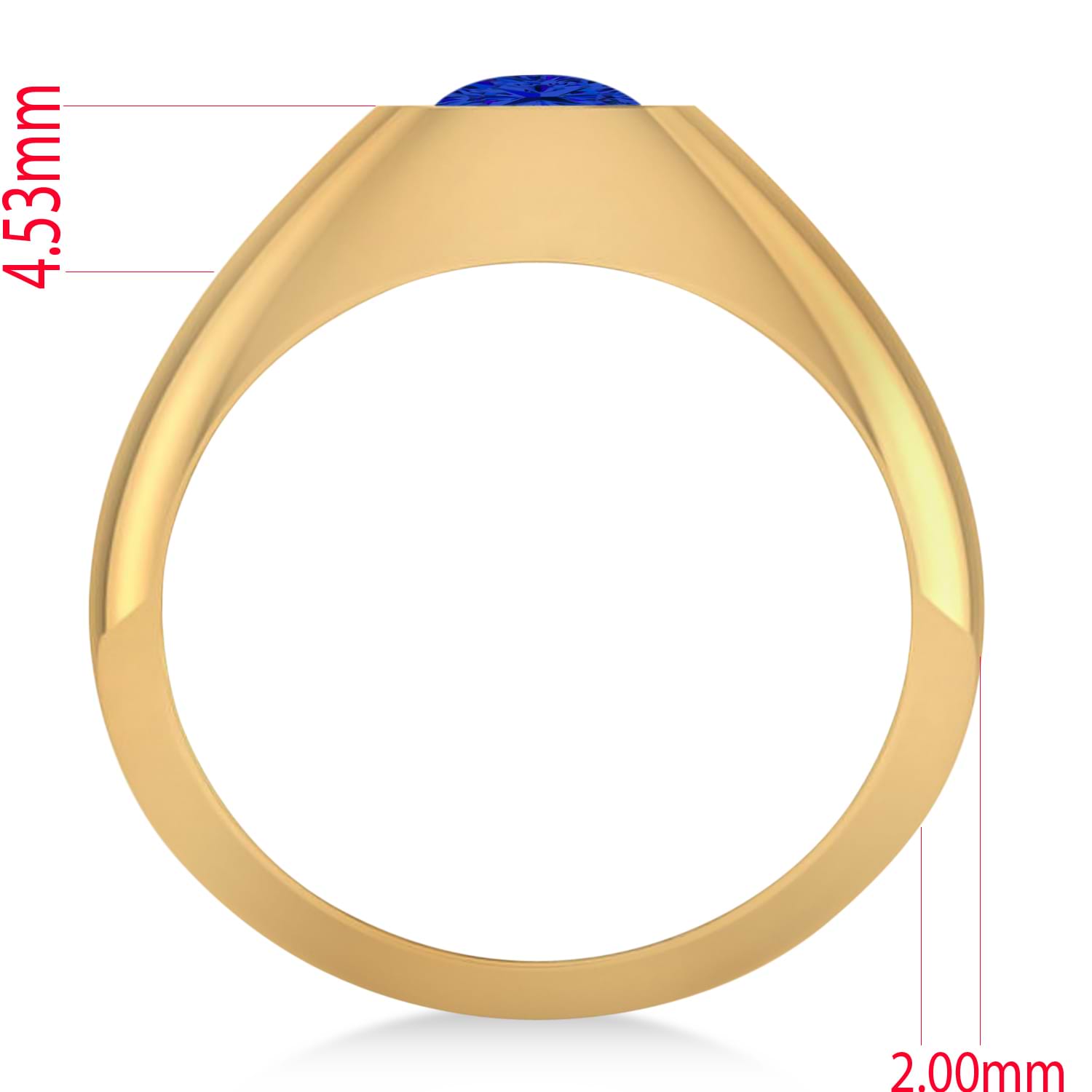 Men's Blue Sapphire Gypsy Ring 14k Yellow Gold (1.00ct)