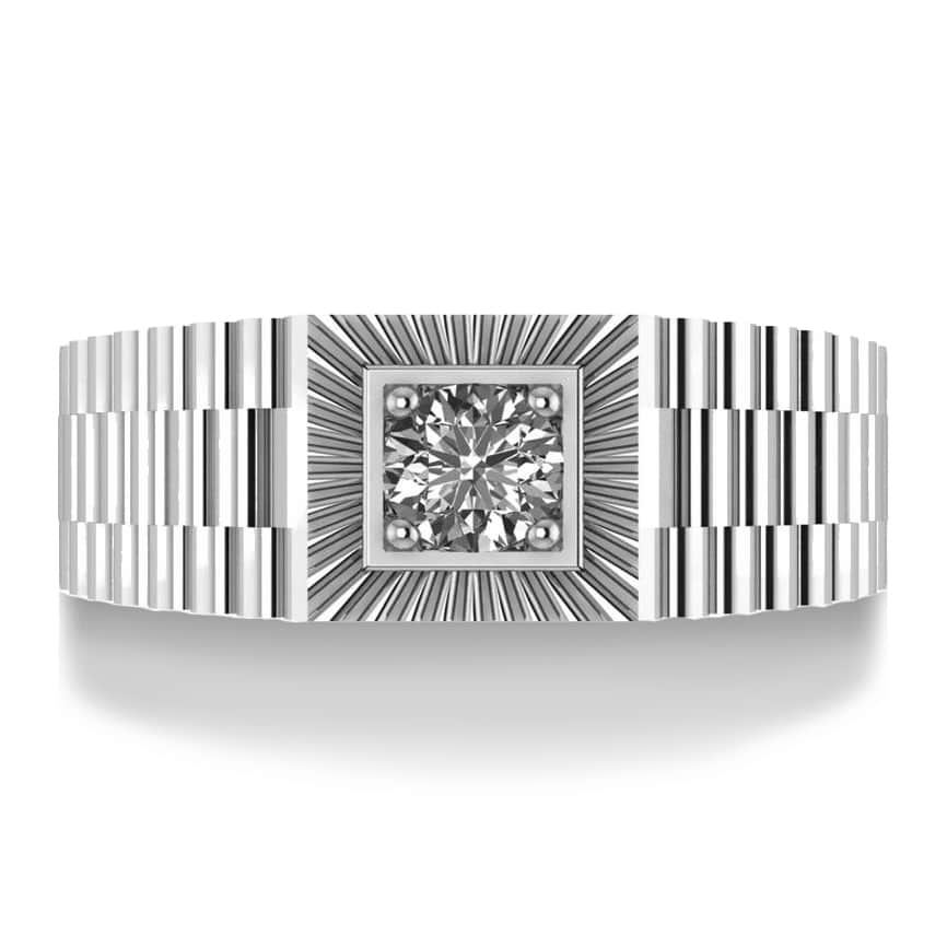 Two Tone Cut Diamond Men's Fashion Ring 14k White Gold (0.50 ct)