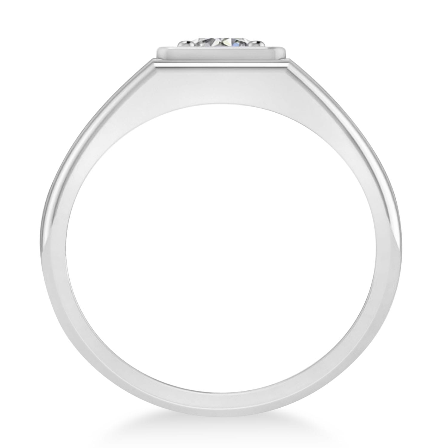 Men's Round Diamond Solitaire Ring 14k White Gold (0.75 ctw)