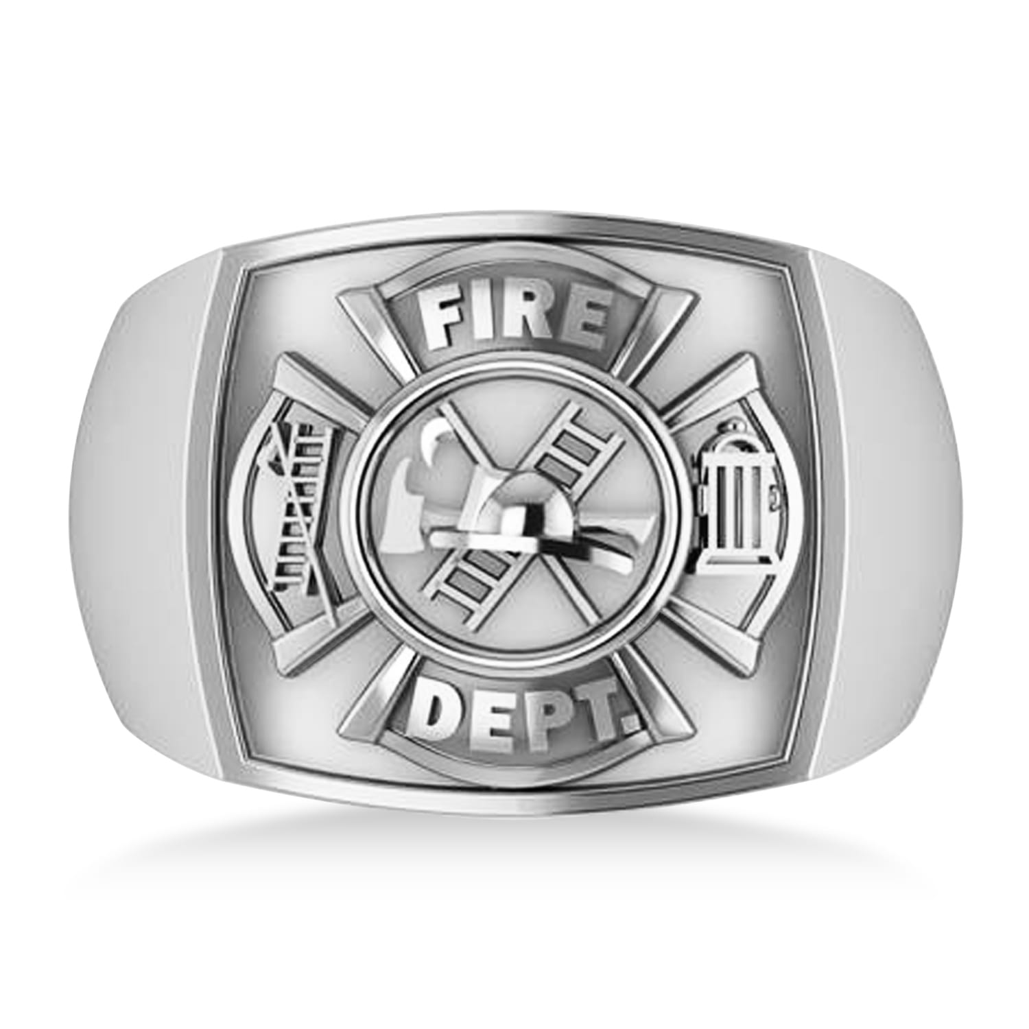 Fire Department Badge Ring 14k White Gold