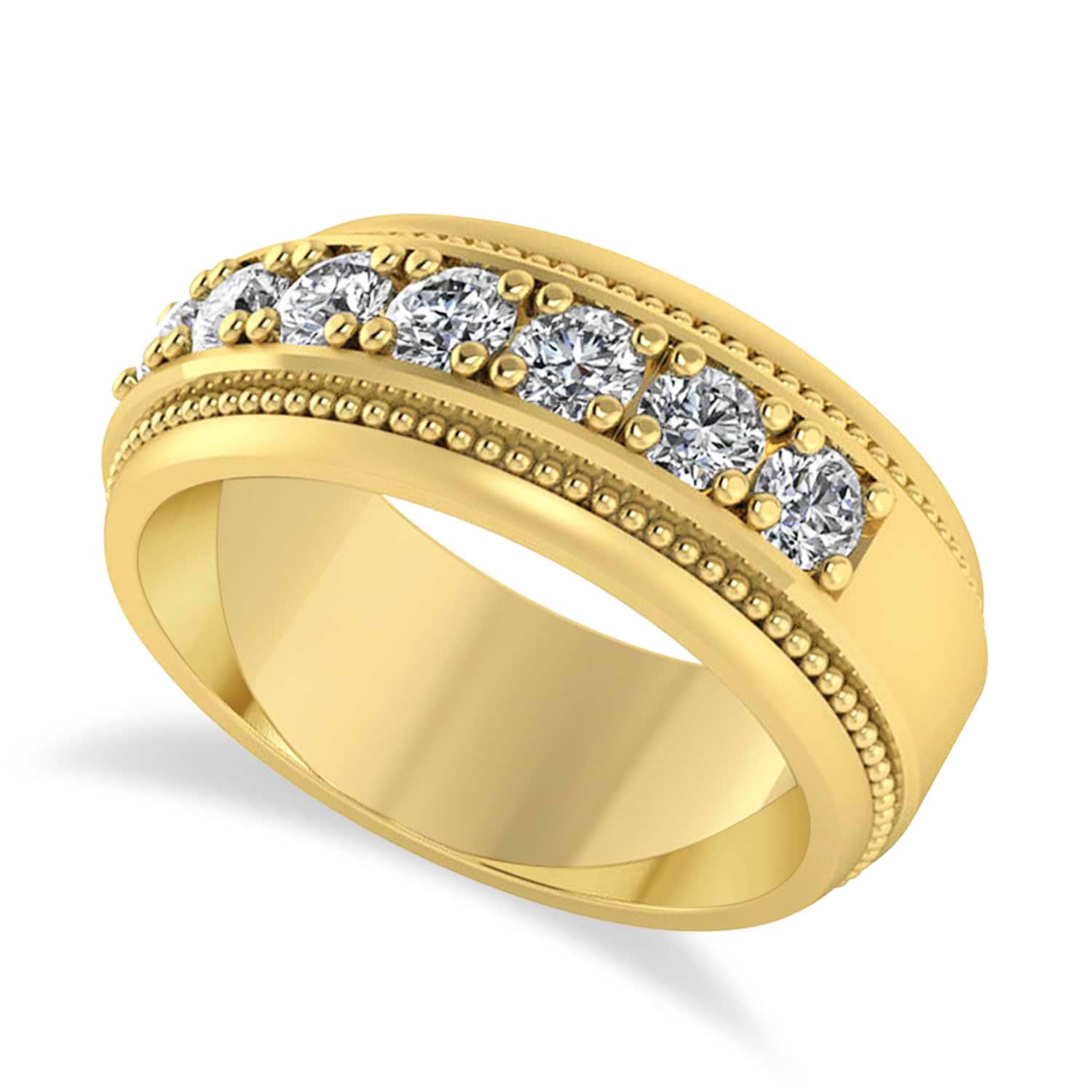 Men's Seven-Stone Diamond Milgrain Ring 14k Yellow Gold (1.05 ctw)