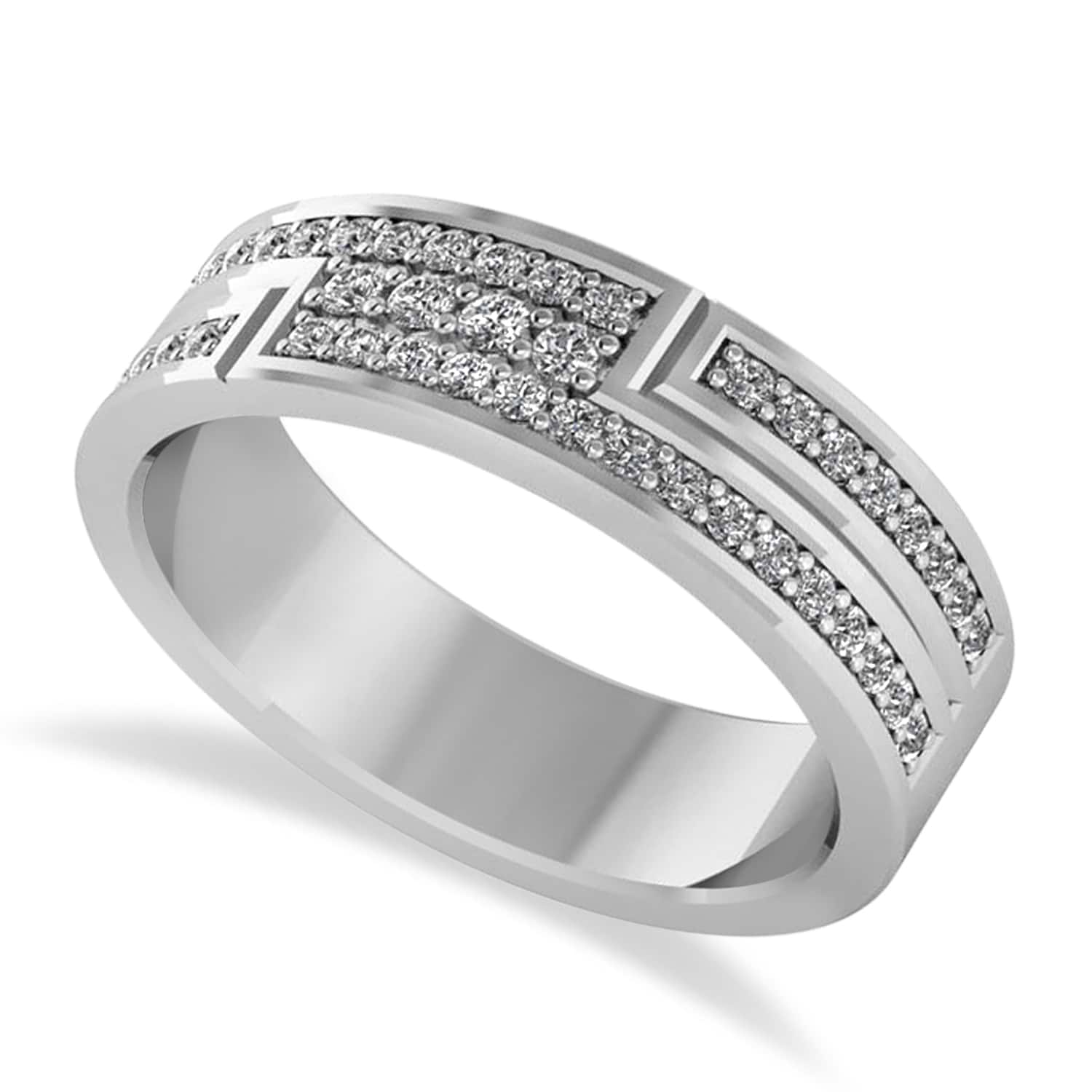 Diamond Strand Men's Ring/Wedding Band 14k White Gold (0.54ct)