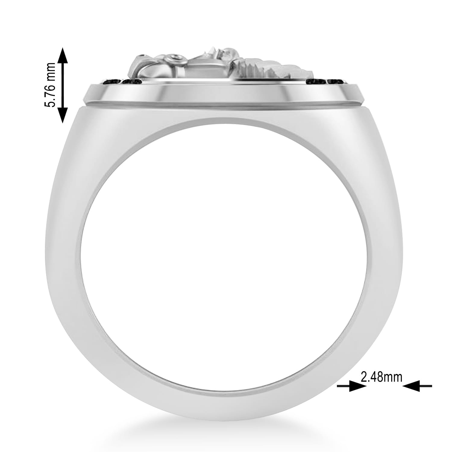 Men's Black Diamond Stallion & Horseshoe Fashion Ring 14k White Gold (0.36 ctw)