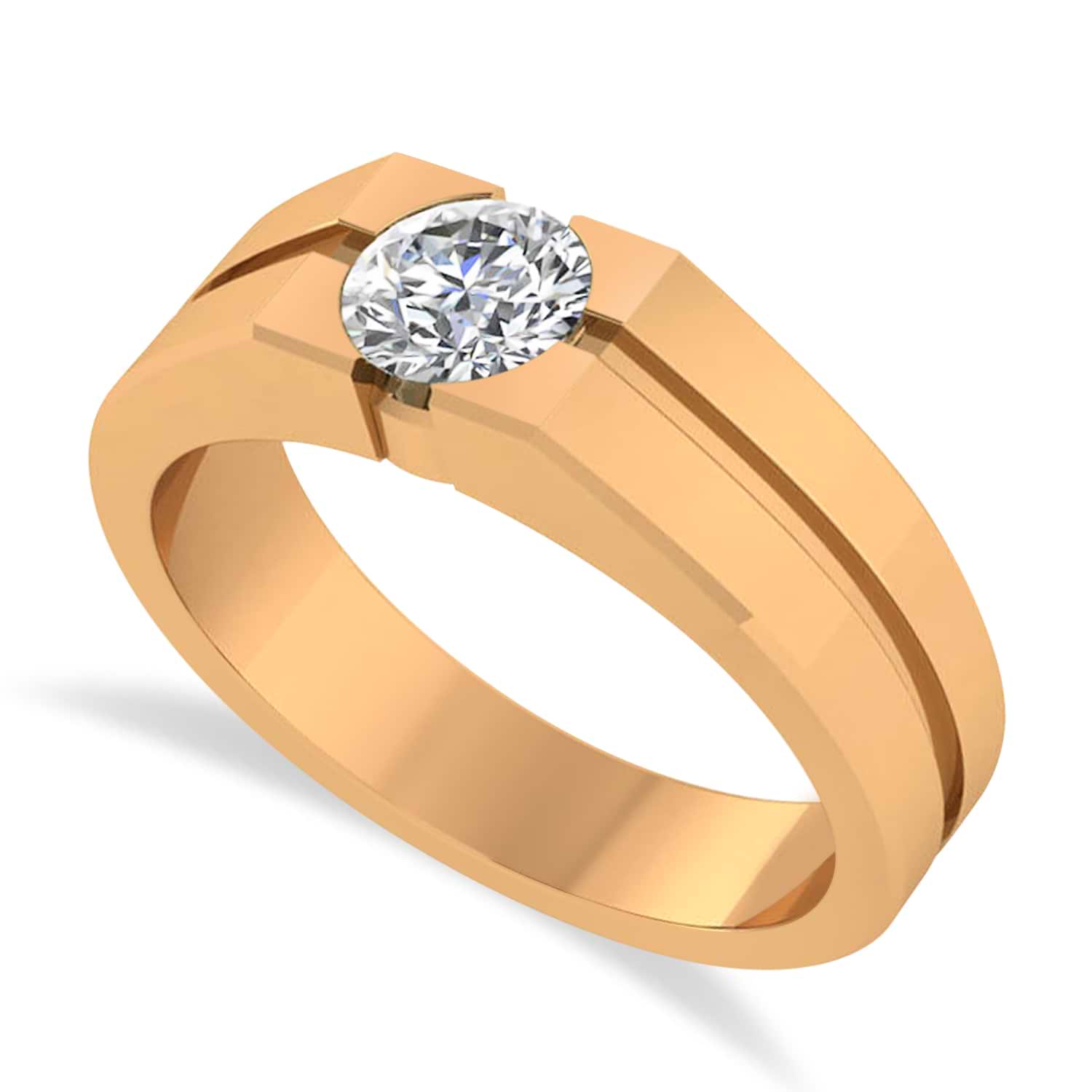 Men's Diamond Solitaire Fashion Ring 14k Rose Gold (1.00 ctw)