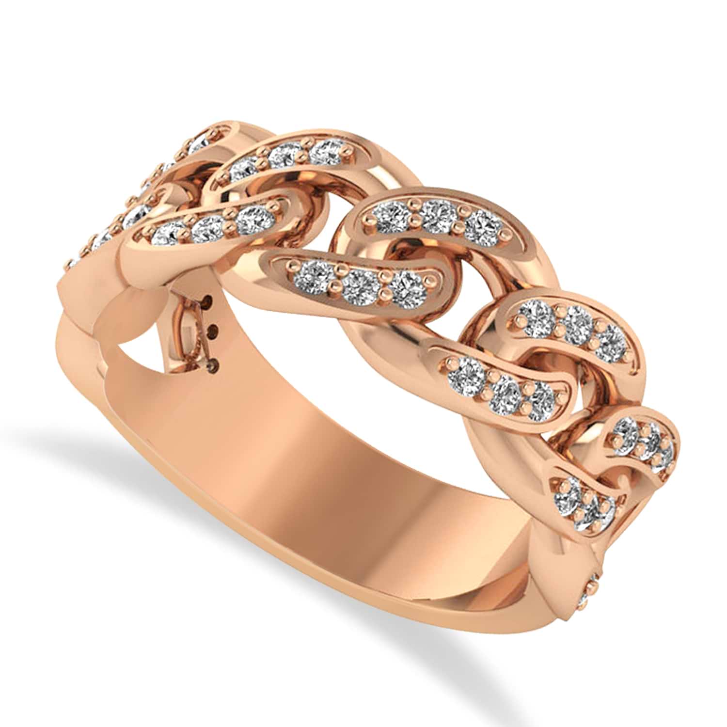 Diamond Novelty Chain Men's Ring 14k Rose Gold (0.63ct)