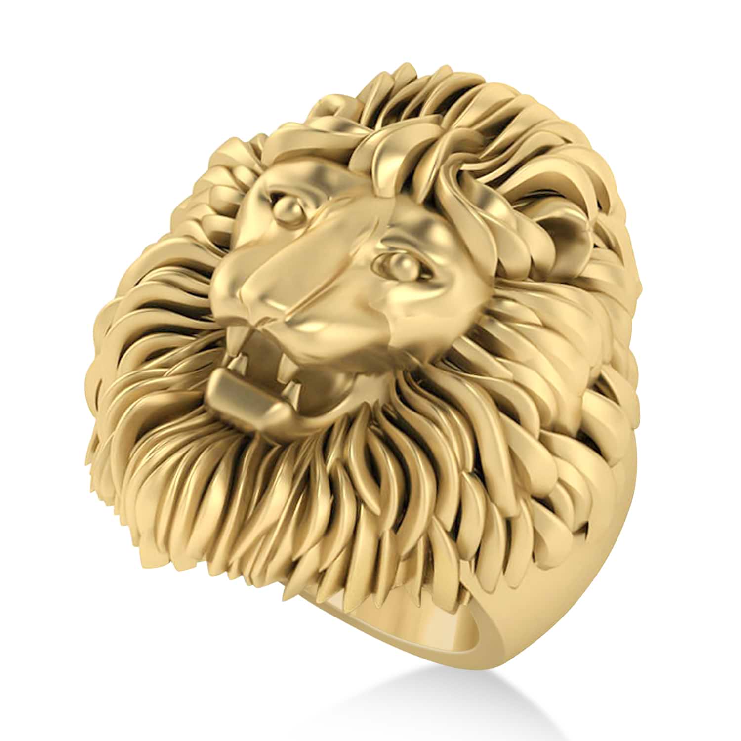 Men's Lion Head Ring 14K Yellow Gold