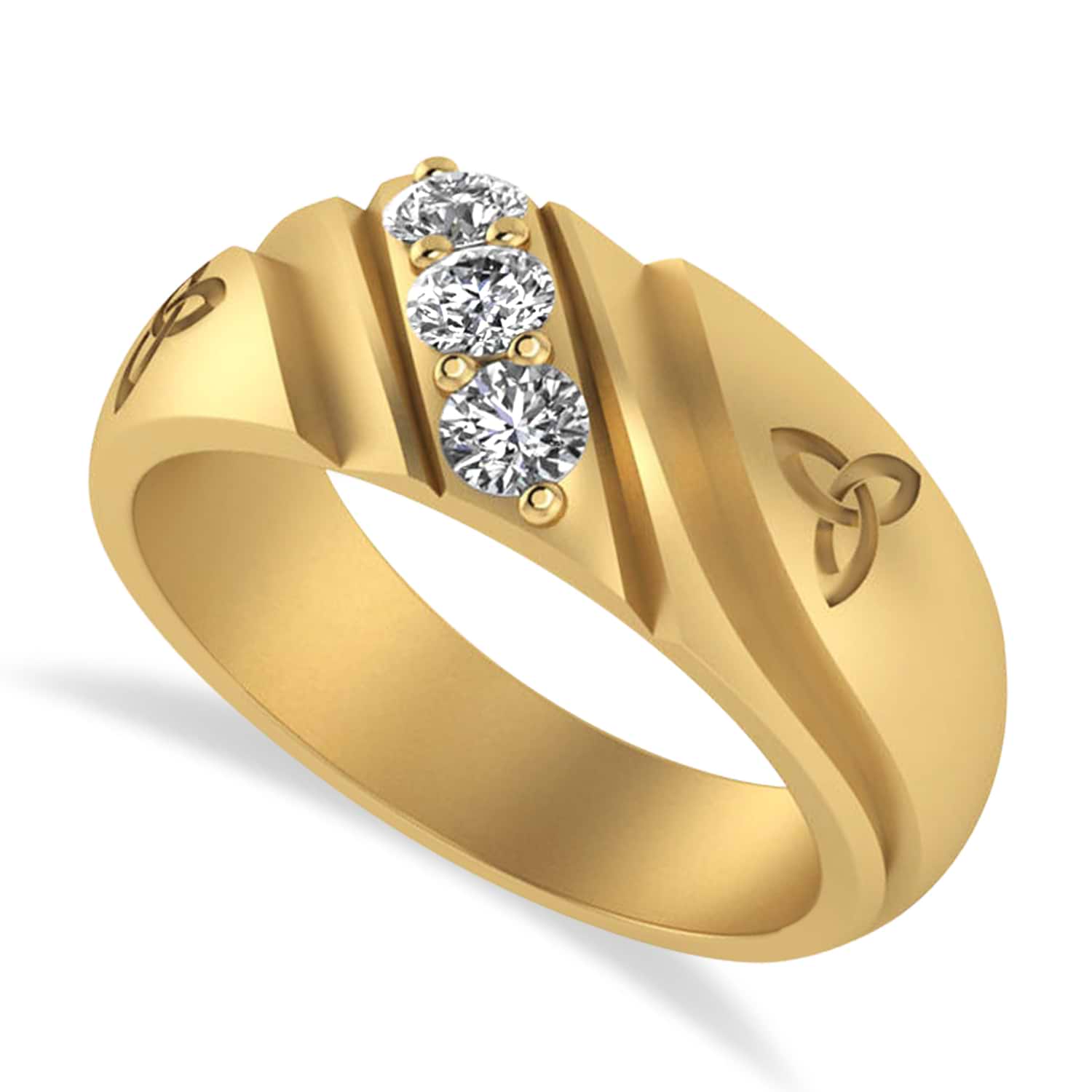 Diamond Celtic Men's Ring/Wedding Band 14k Yellow Gold (0.30ct)